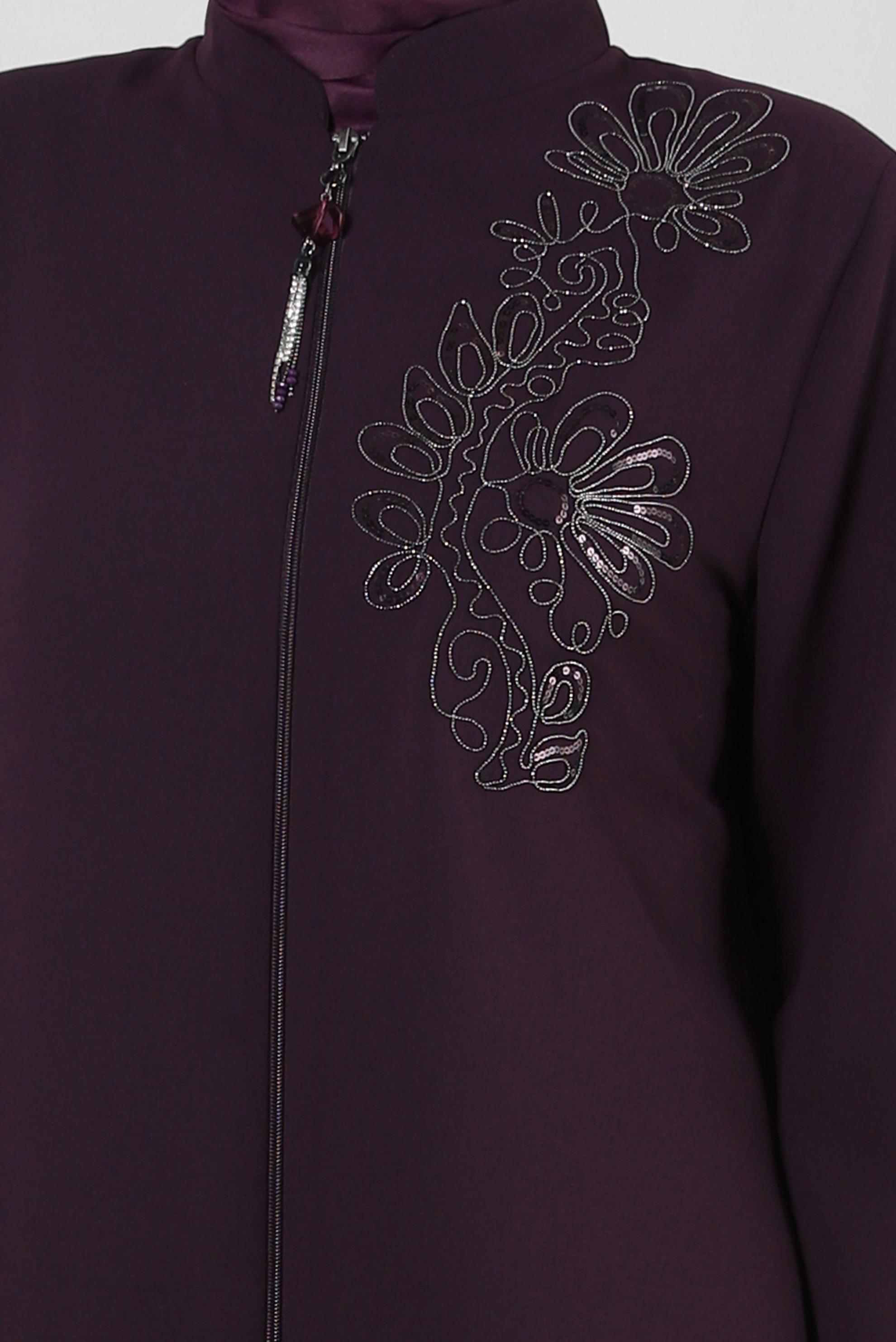 Tesettür giyim MÜRDÜM PUL PAYETLİ FERMUARLI PARDESÜ 10737