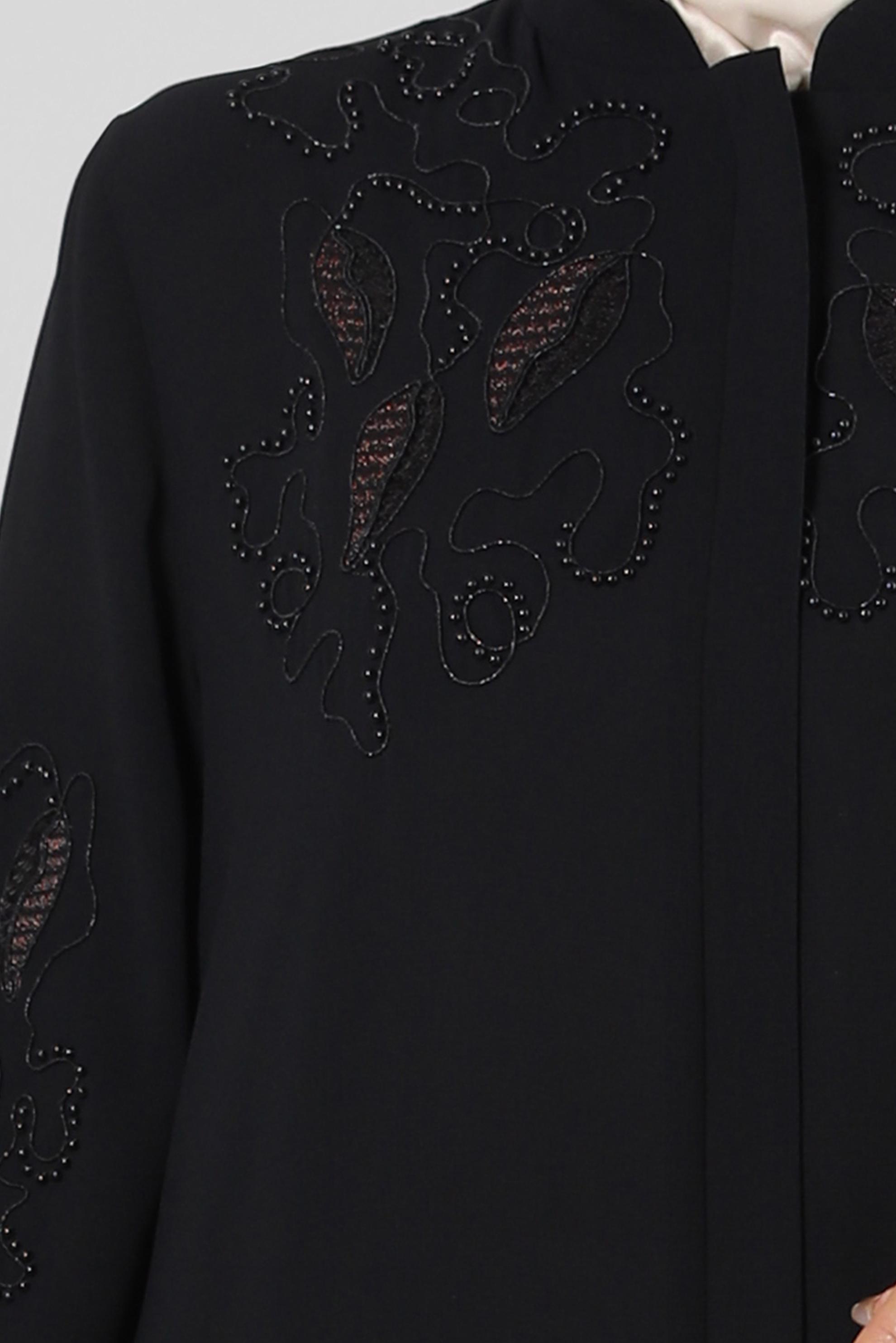 Vêtements hijab NOIR FINITION BRODÉE DE PERLES DE SEQUINS 10740