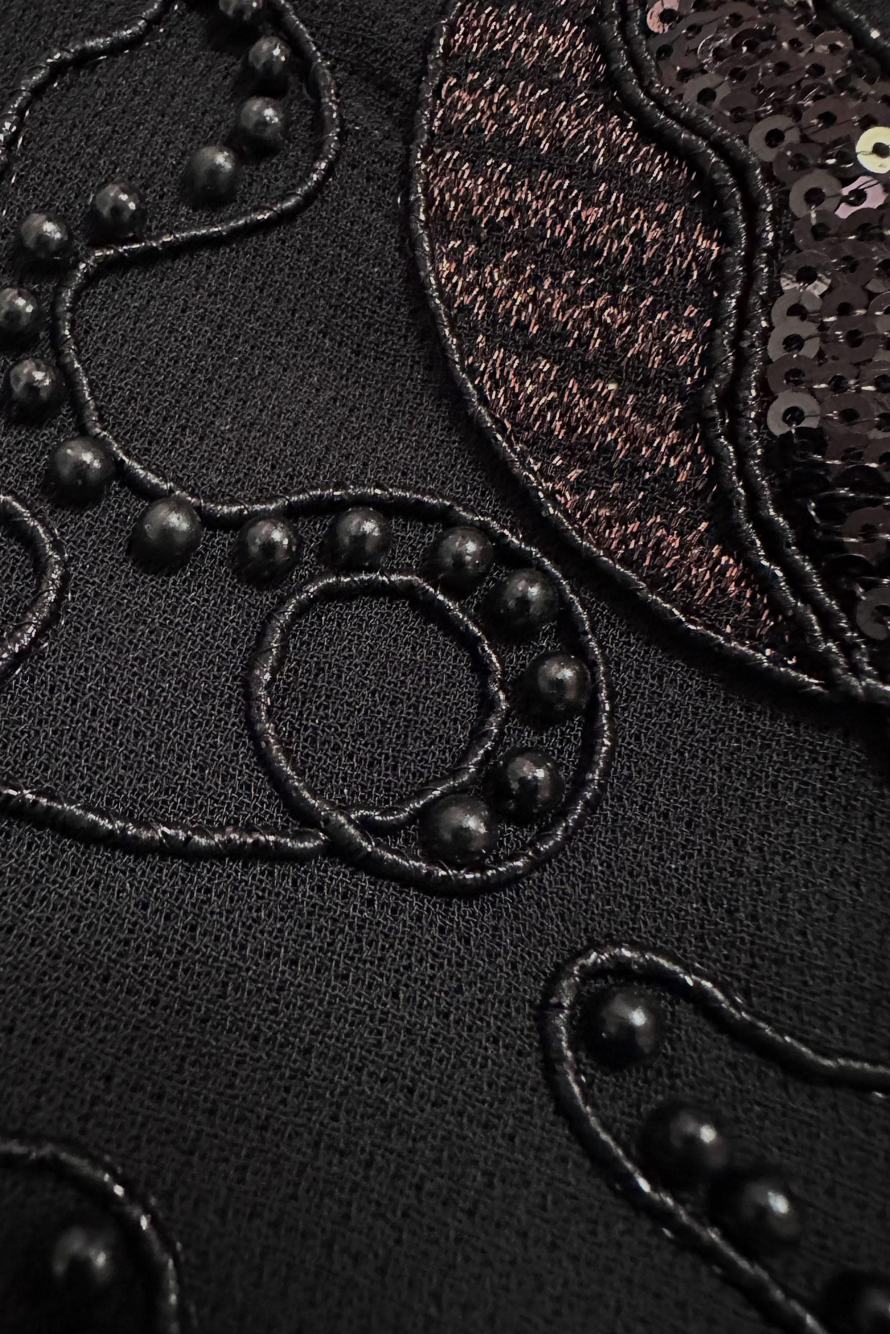 Vêtements hijab NOIR FINITION BRODÉE DE PERLES DE SEQUINS 10740