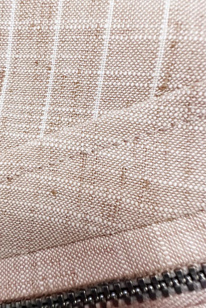 Tesettür giyim BEJ ÇİZGİLİ BELİ İP DETAYLI PARDESÜ 10768 - ALVİNA