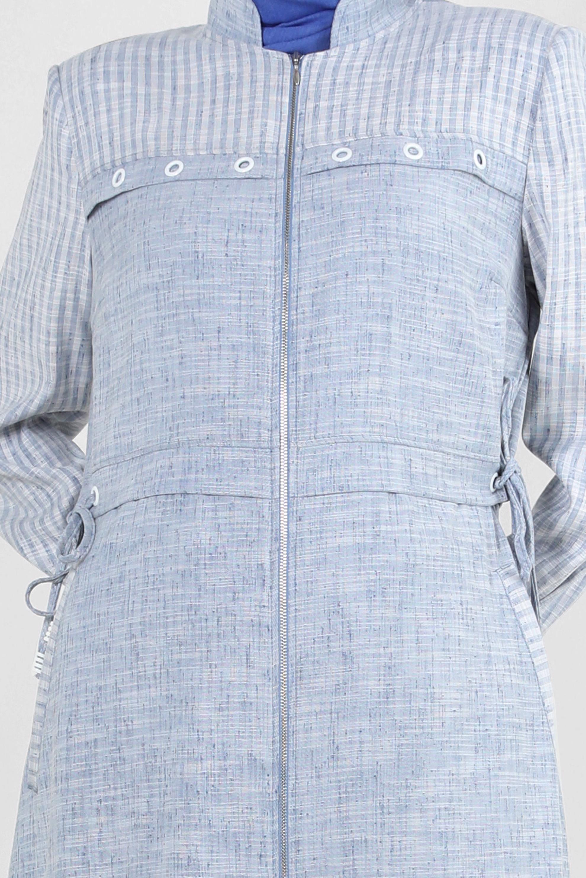 Tesettür giyim LACİVERT HAKİM YAKA KUŞGÖZÜ DETAYLI PARDESÜ 10775