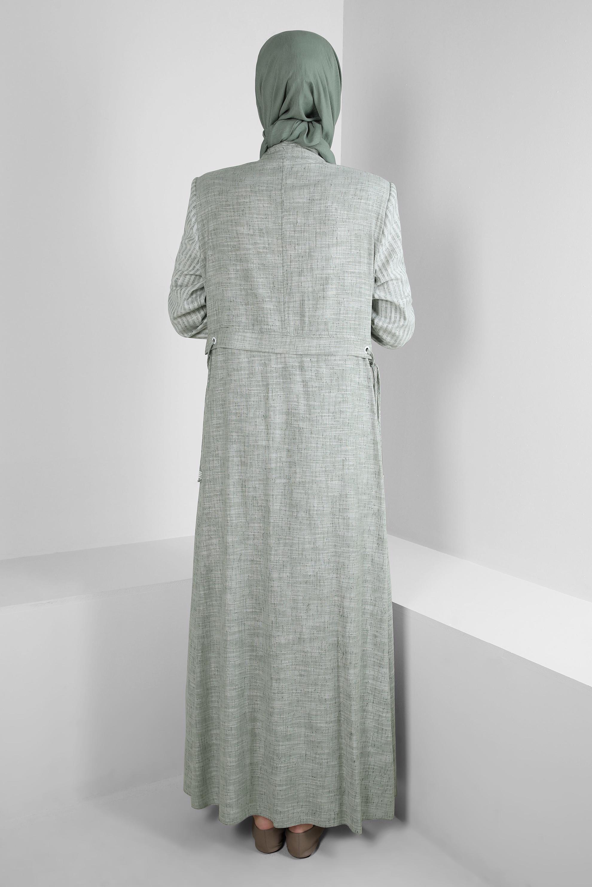 Vêtements hijab VERT COL MANDARİN DÉTAIL ŒILLET FINITION 10775