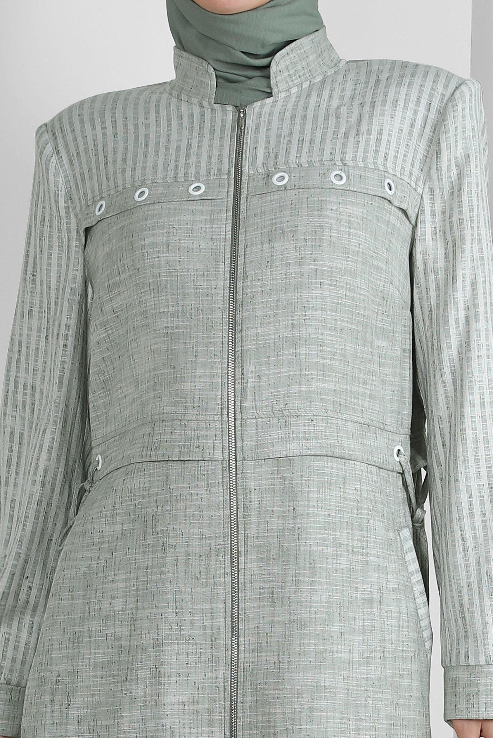 Vêtements hijab VERT COL MANDARİN DÉTAIL ŒILLET FINITION 10775