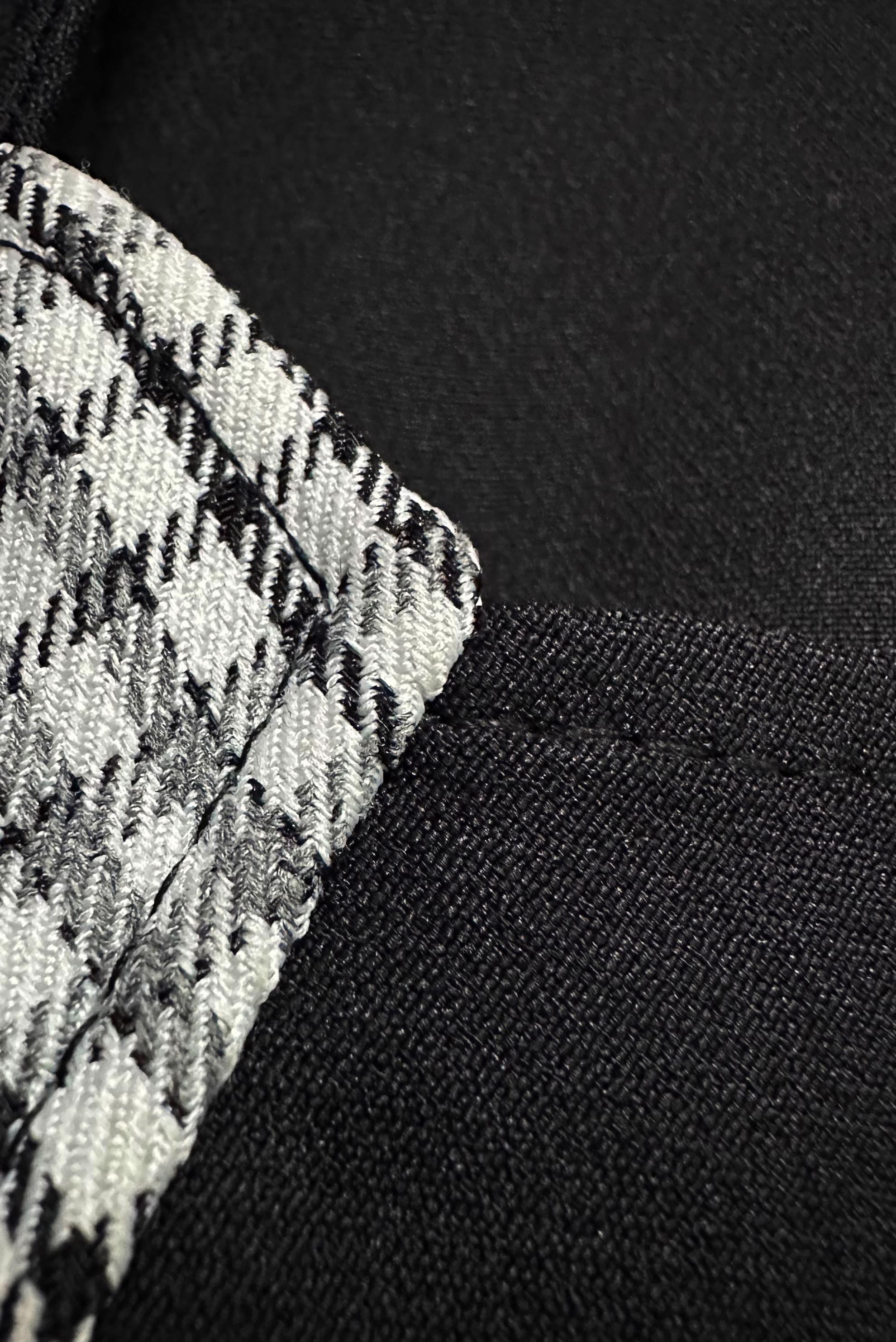 Hijab clothing BLACK DOUBLE BREASTED BELTED OVERCOAT WITH TABS 10776