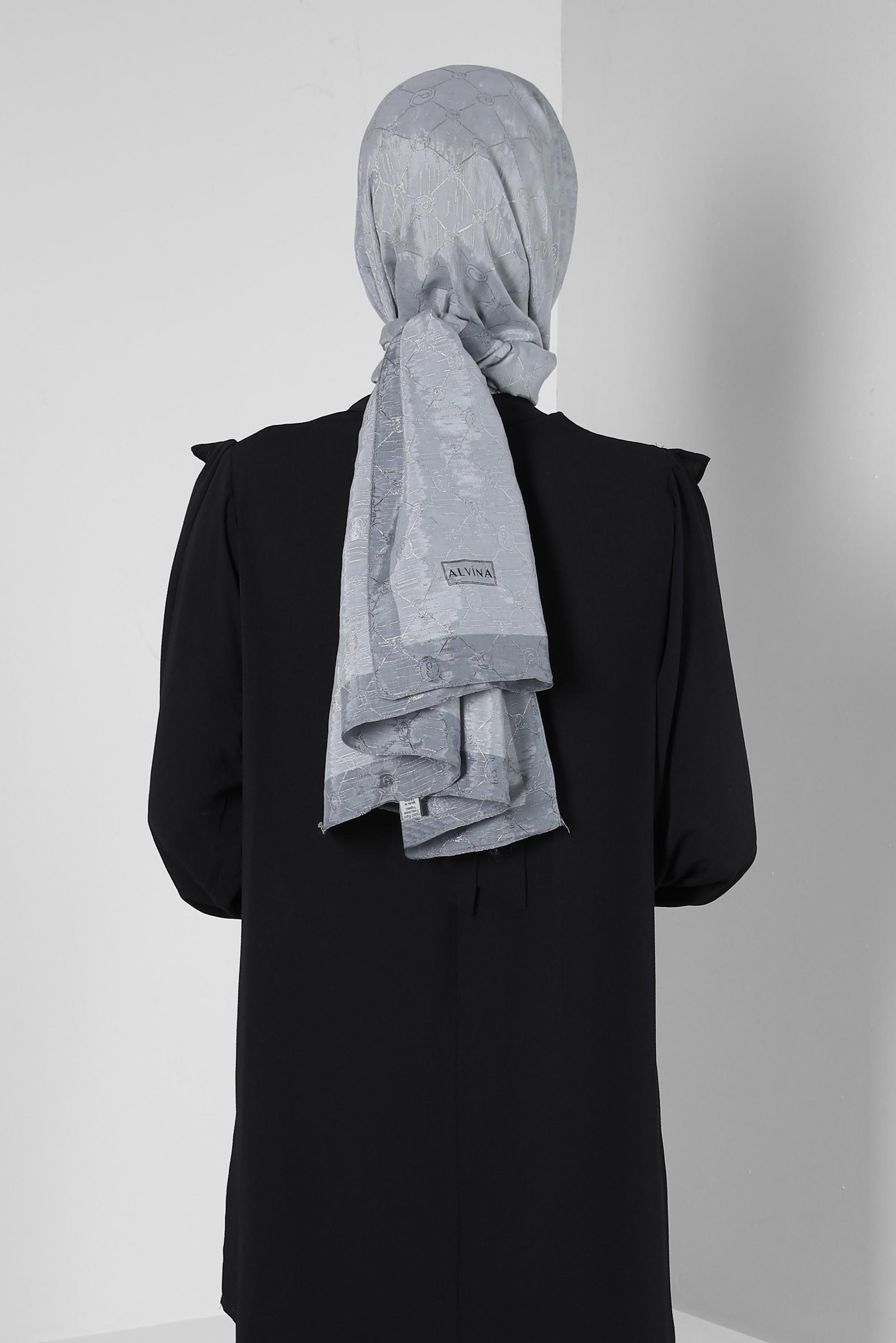 Tesettür giyim GRİ ALVİNA PAMUK FLOŞ ŞAL 8242 