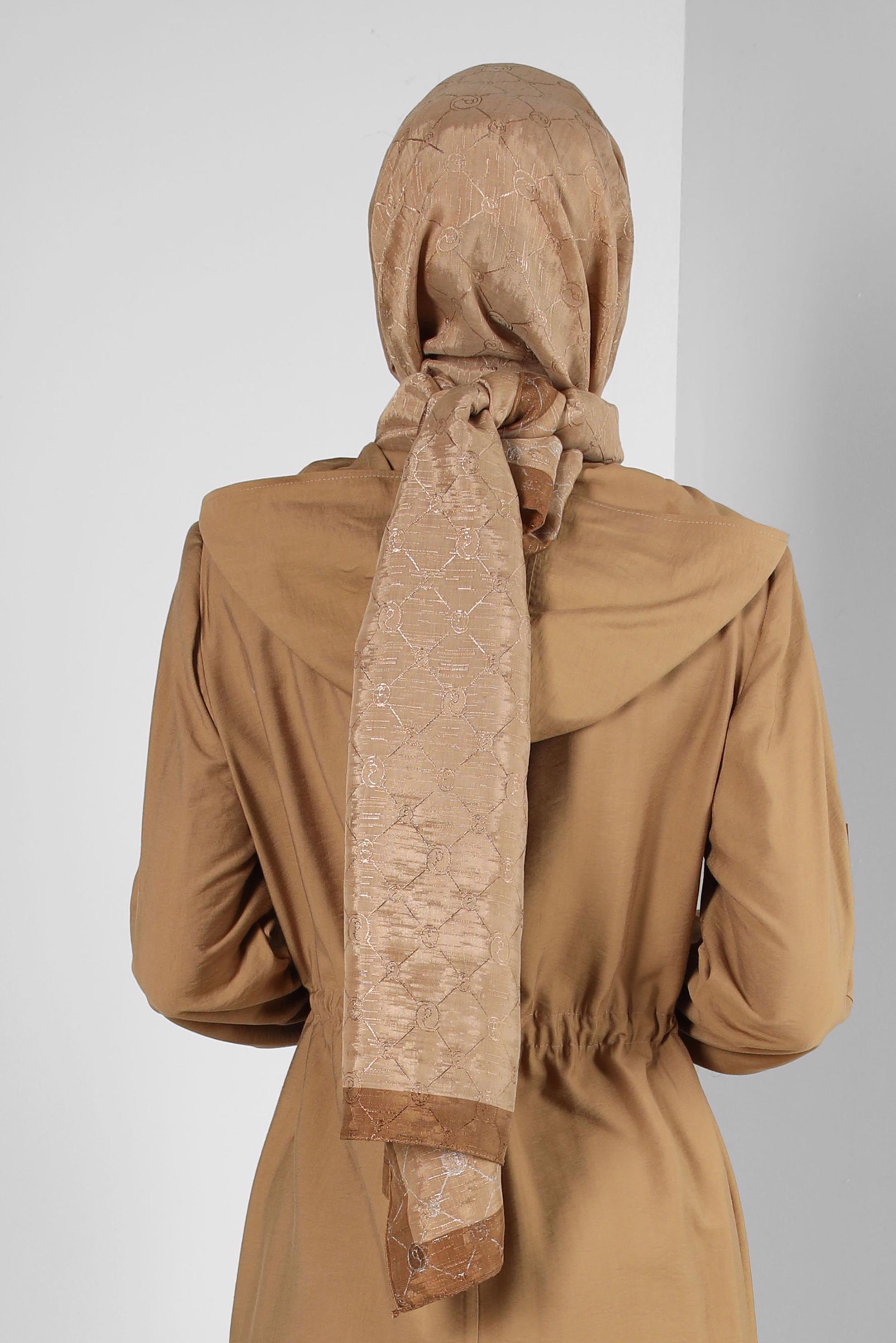 Tesettür giyim KAHVE ALVİNA PAMUK FLOŞ ŞAL 8242 