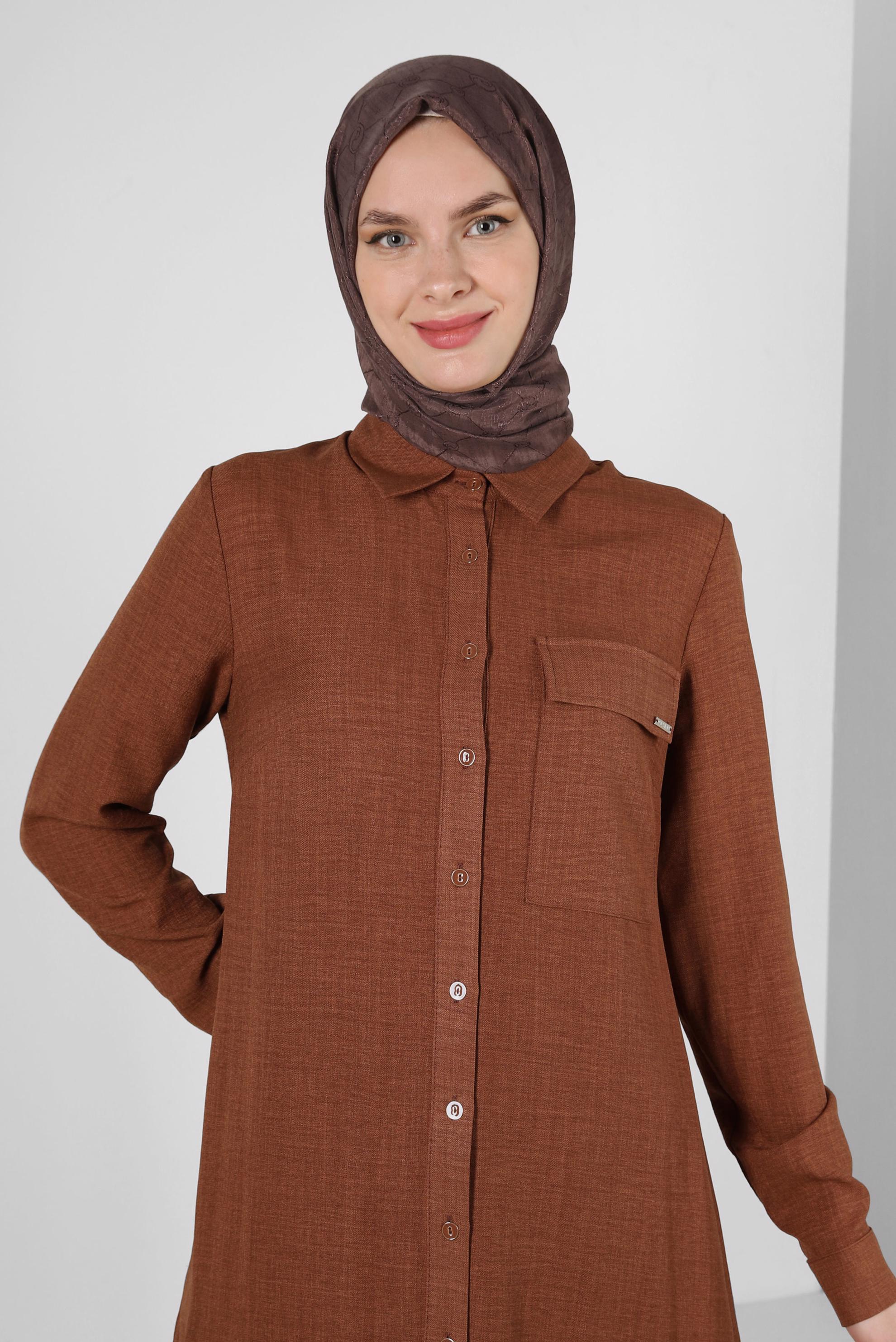 Tesettür giyim KAHVE ALVİNA PAMUK FLOŞ ŞAL 8242 