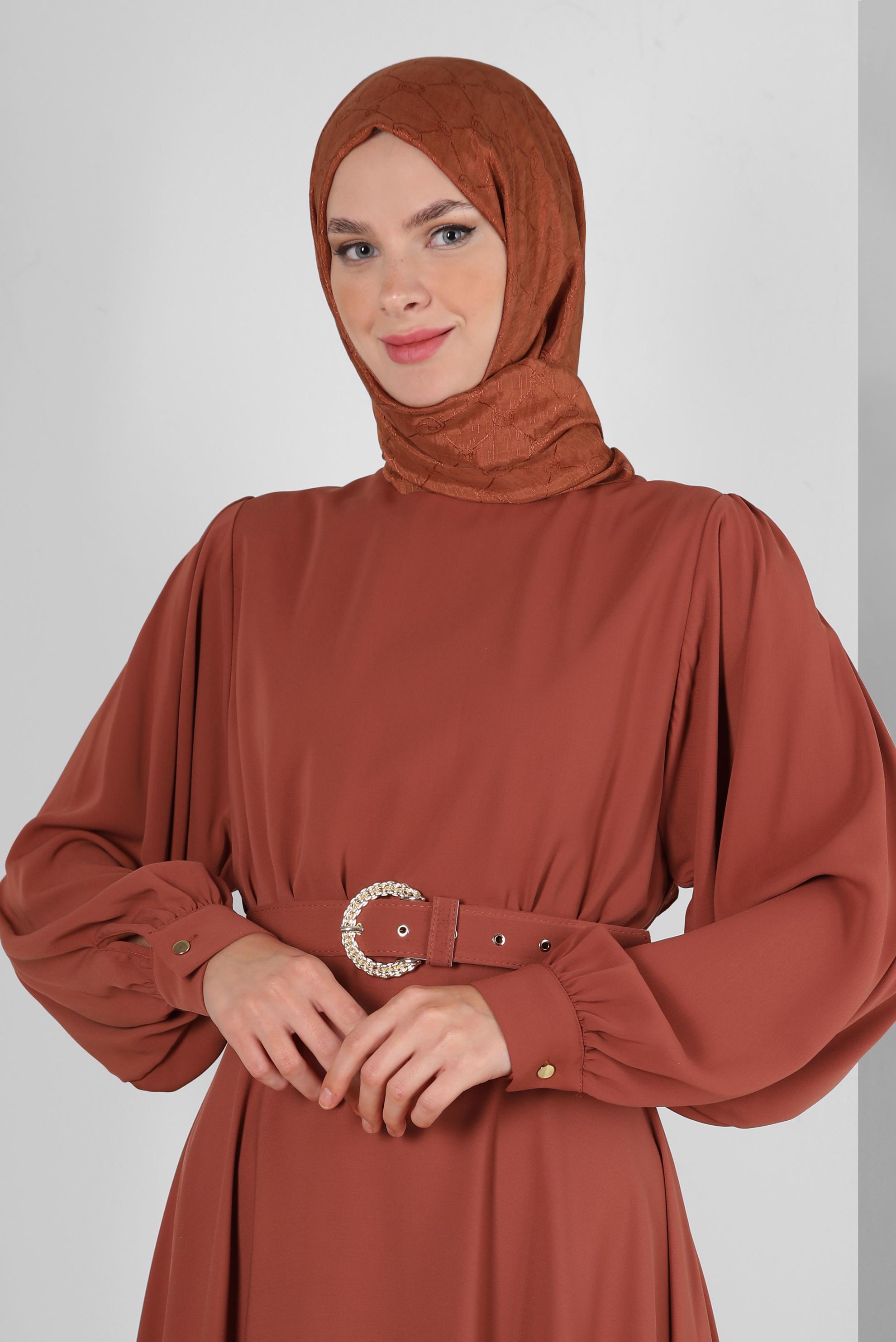 Tesettür giyim TURUNCU ALVİNA PAMUK FLOŞ ŞAL 8242 