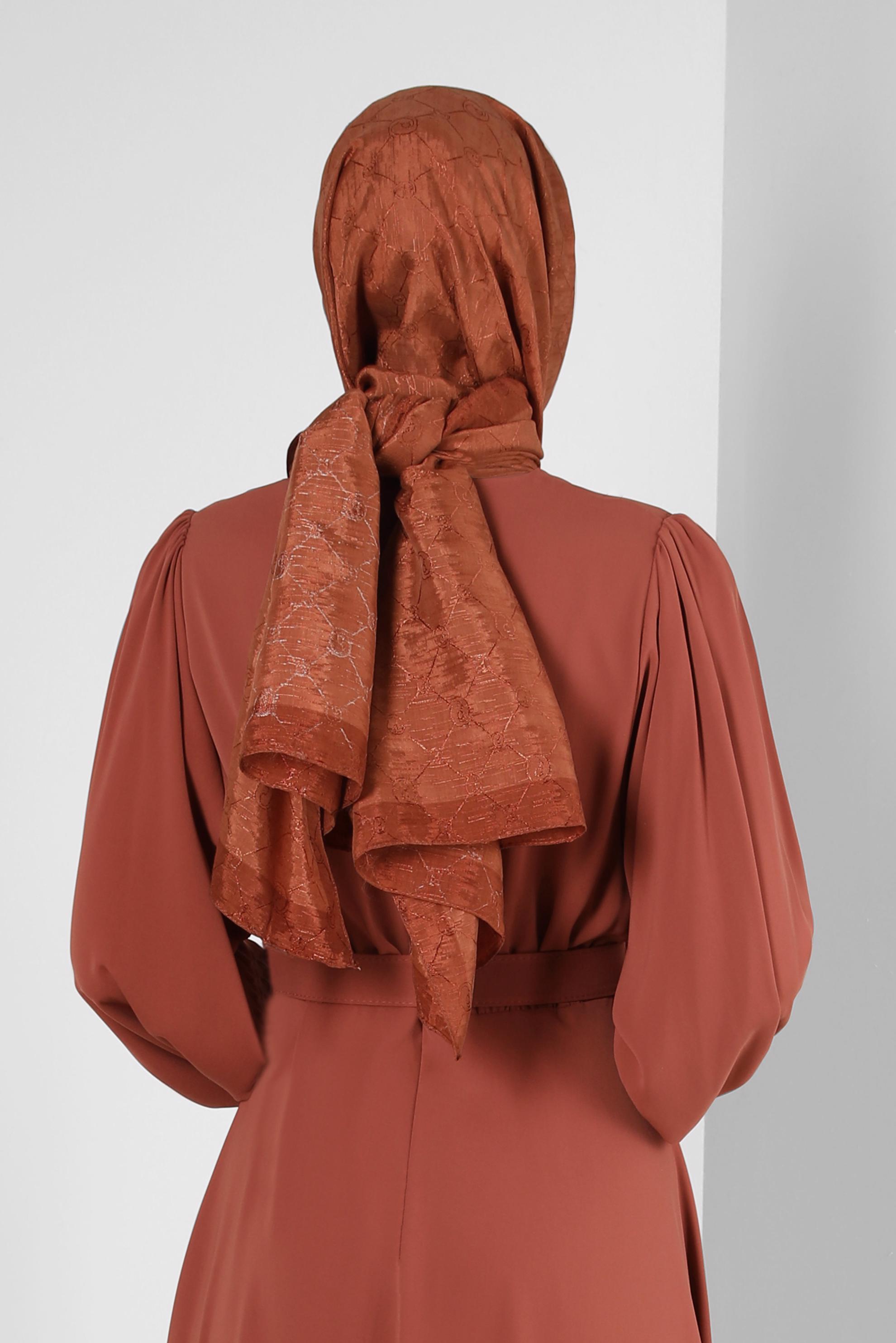 Tesettür giyim TURUNCU ALVİNA PAMUK FLOŞ ŞAL 8242 