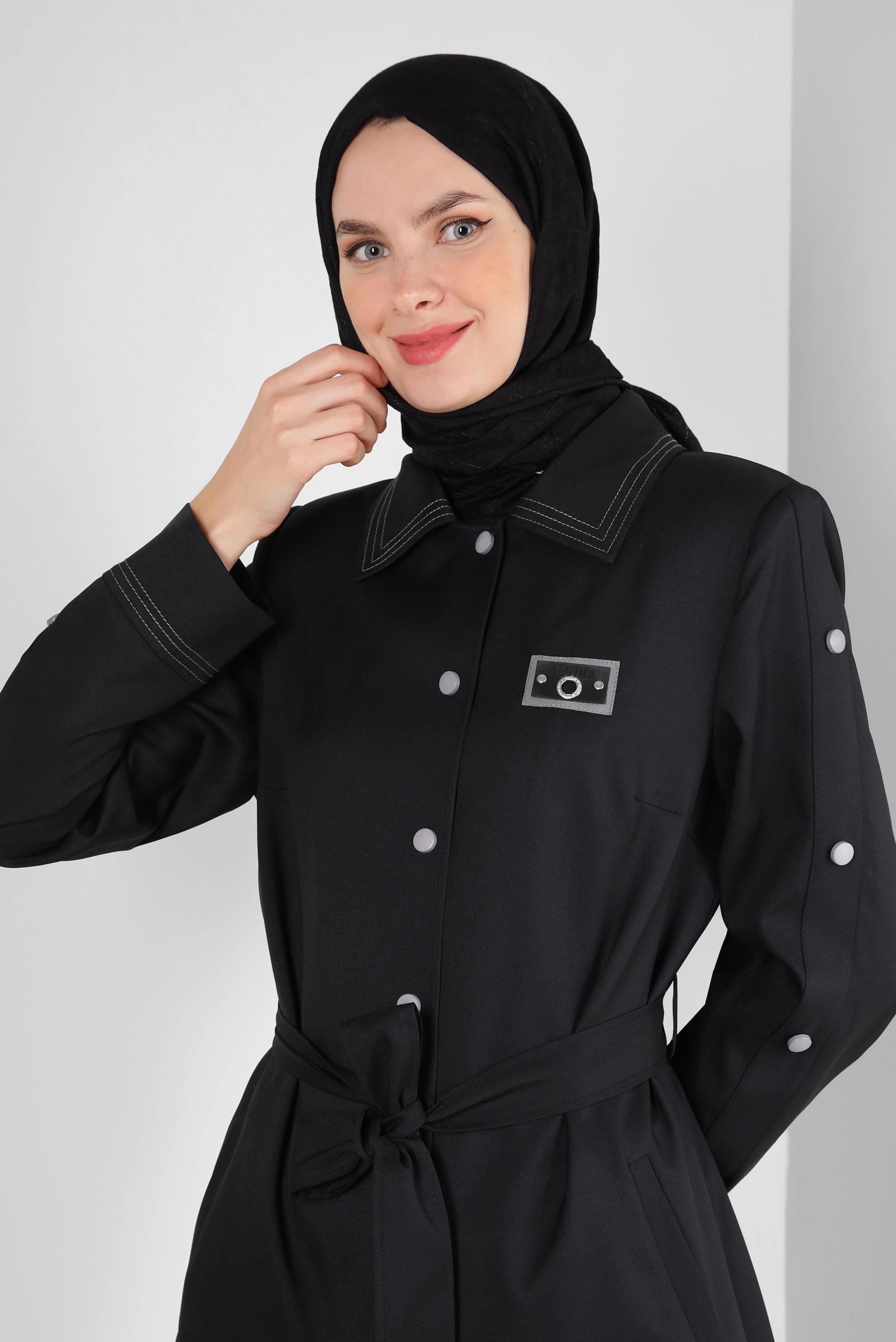 Tesettür giyim SİYAH ALVİNA PAMUK FLOŞ ŞAL 8242 