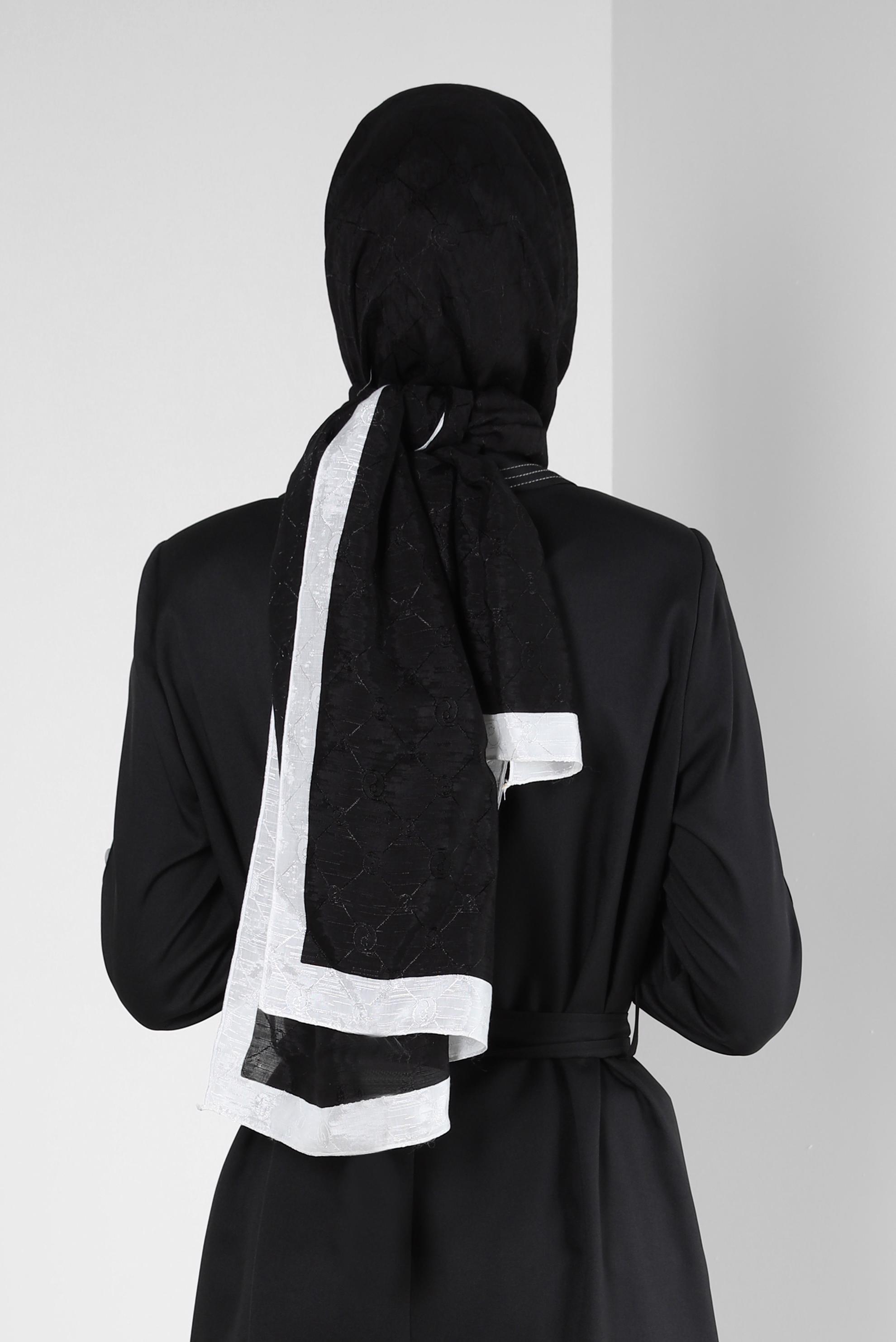 Tesettür giyim SİYAH ALVİNA PAMUK FLOŞ ŞAL 8242 