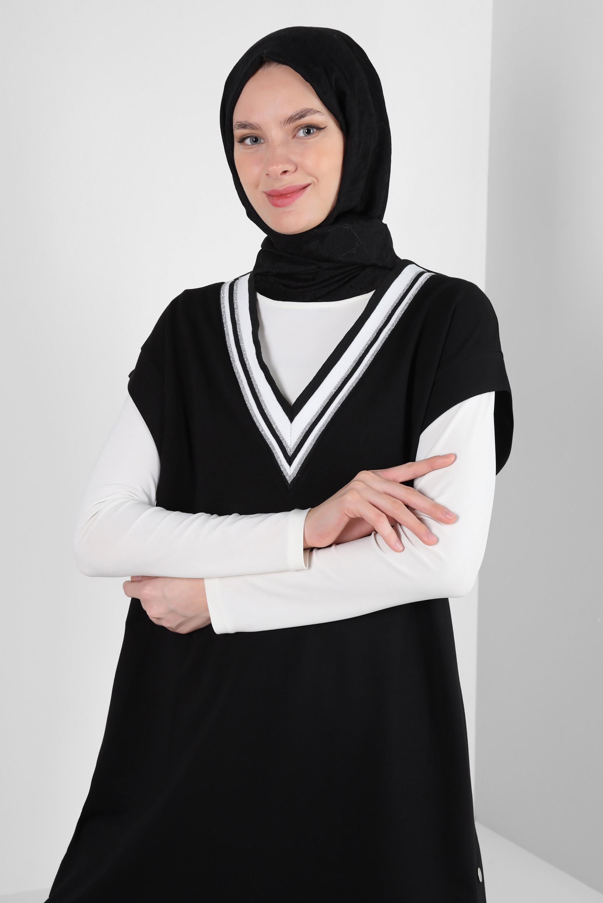 Tesettür giyim SİYAH ALVİNA PAMUK FLOŞ ŞAL 8242 