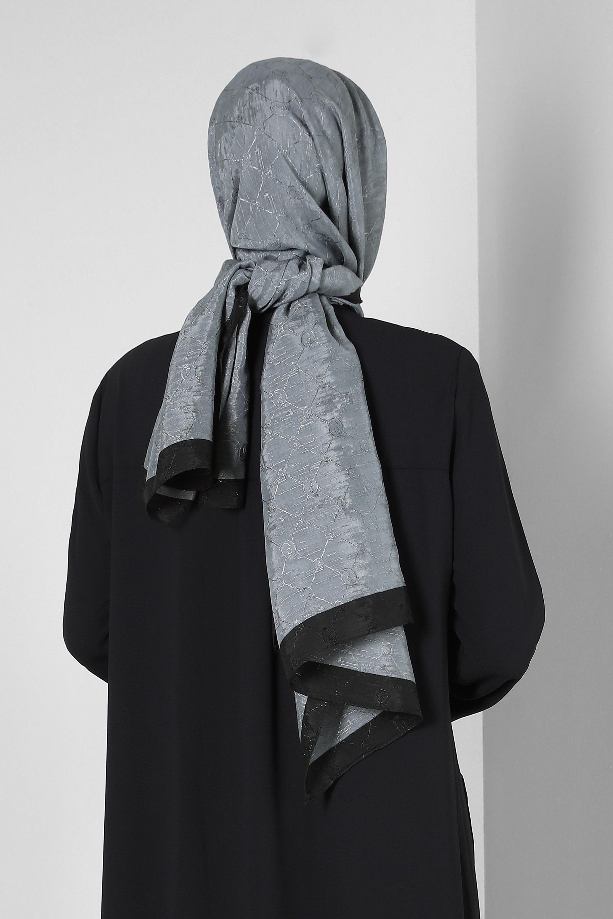 Tesettür giyim GRİ ALVİNA PAMUK FLOŞ ŞAL 8242 