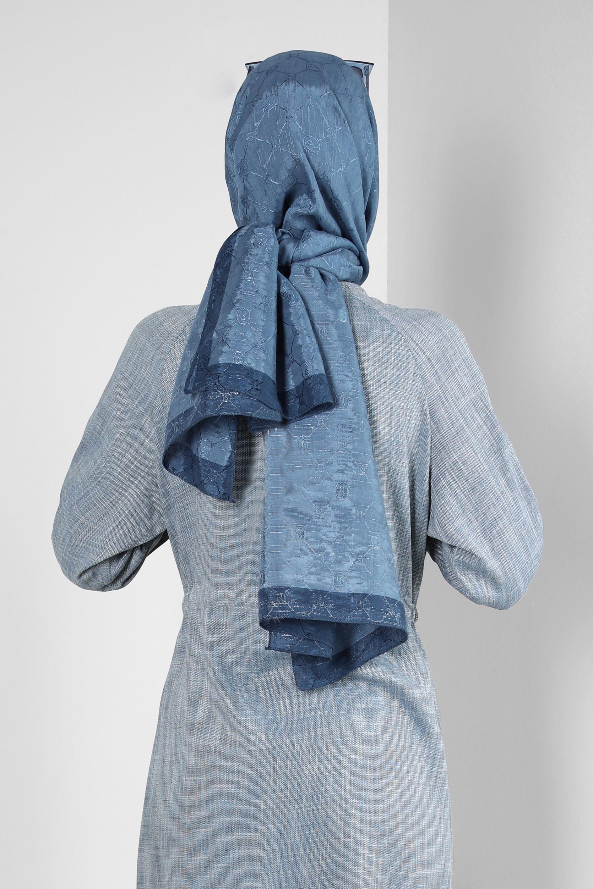 Tesettür giyim LACİVERT ALVİNA PAMUK FLOŞ ŞAL 8242 