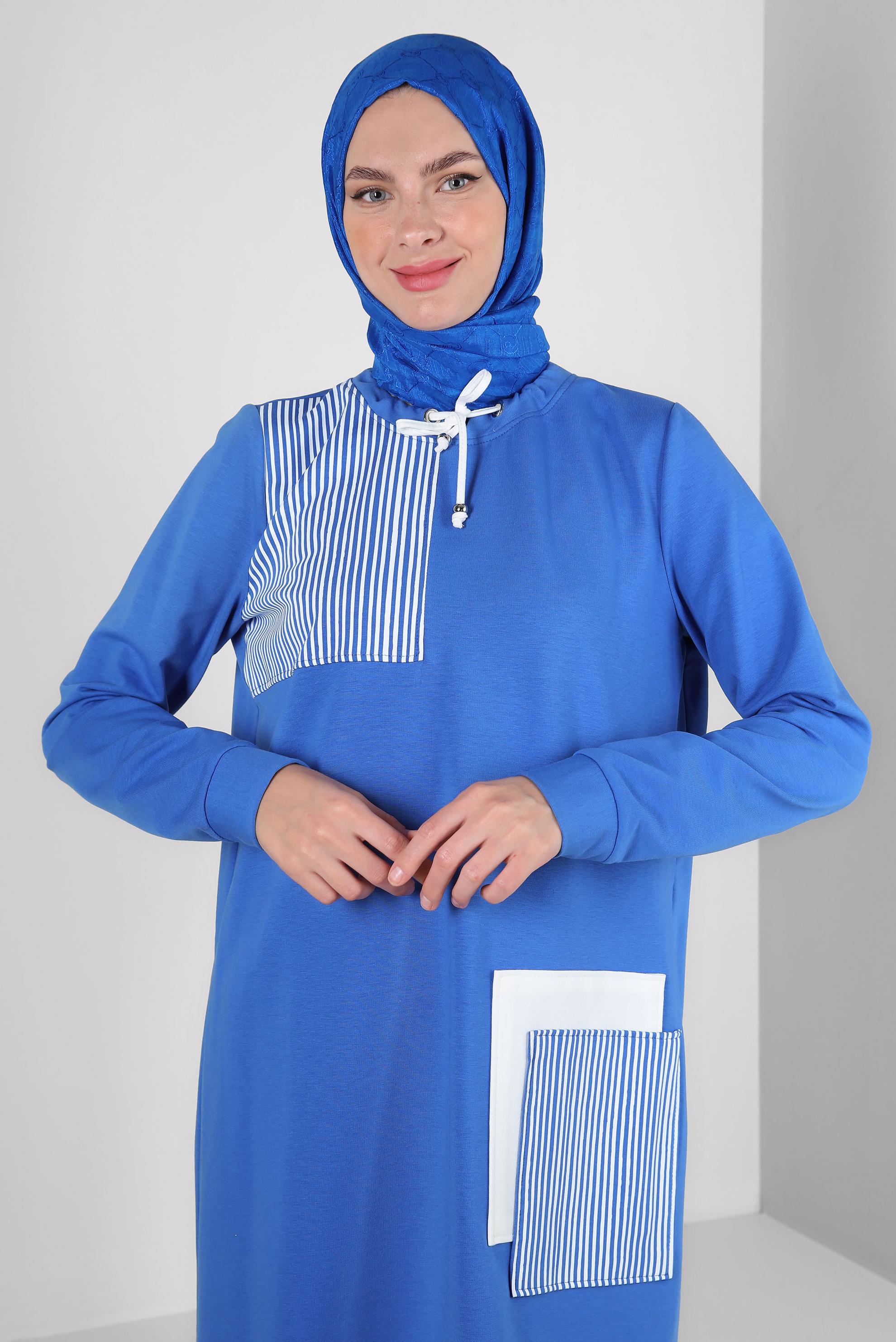 Tesettür giyim LACİVERT ALVİNA PAMUK FLOŞ ŞAL 8242 