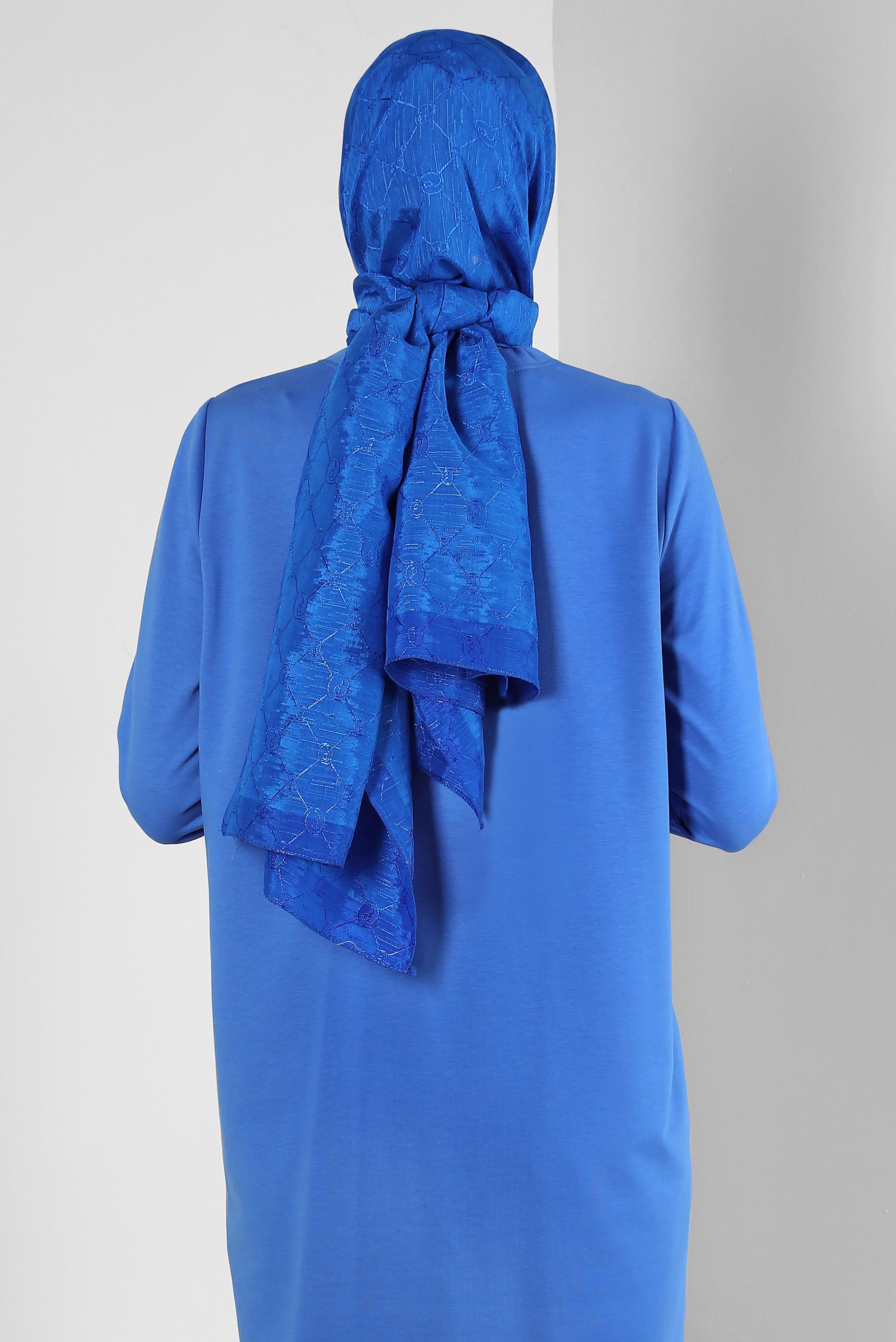 Tesettür giyim LACİVERT ALVİNA PAMUK FLOŞ ŞAL 8242 