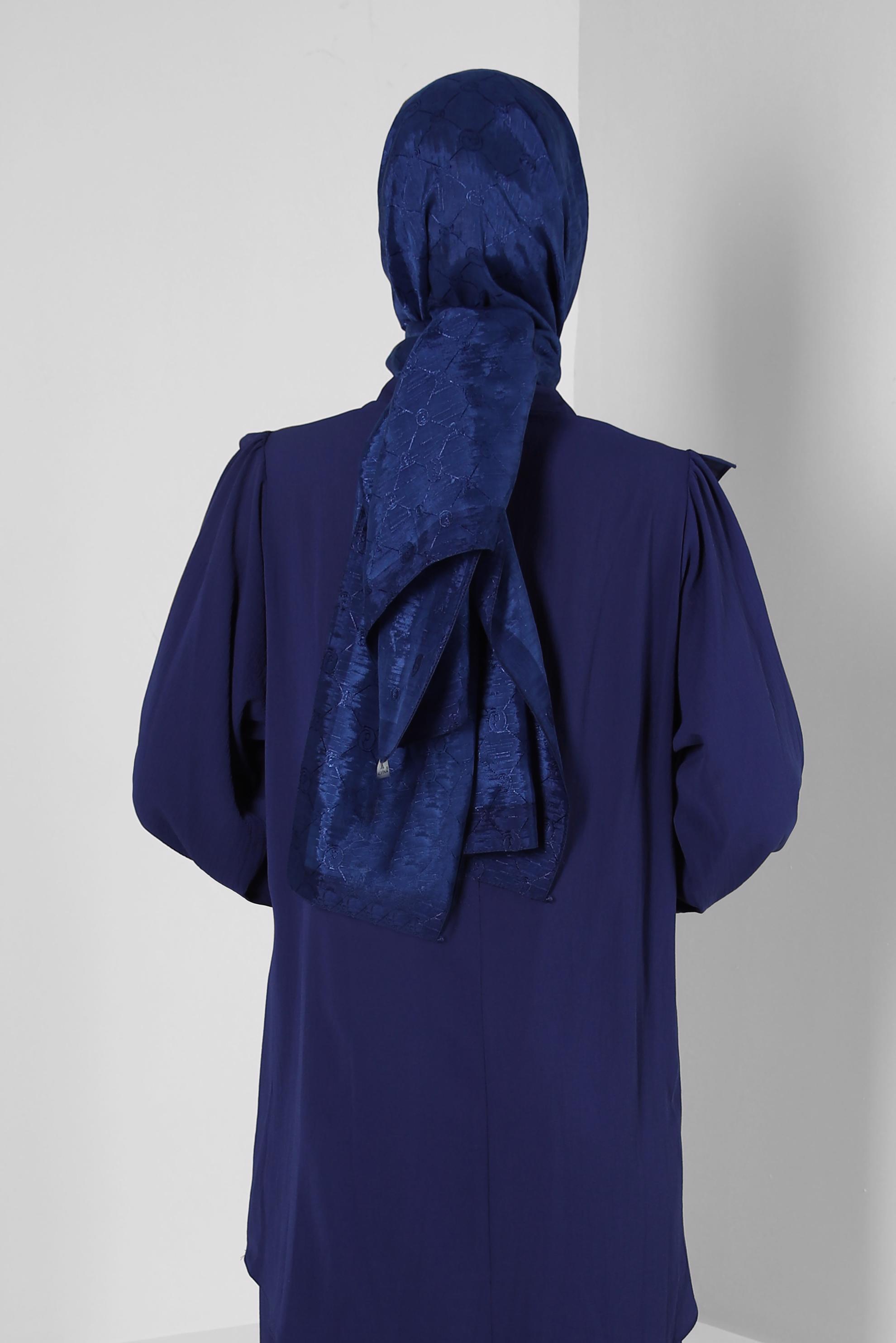 Tesettür giyim LACİVERT ALVİNA PAMUK FLOŞ ŞAL 8242 