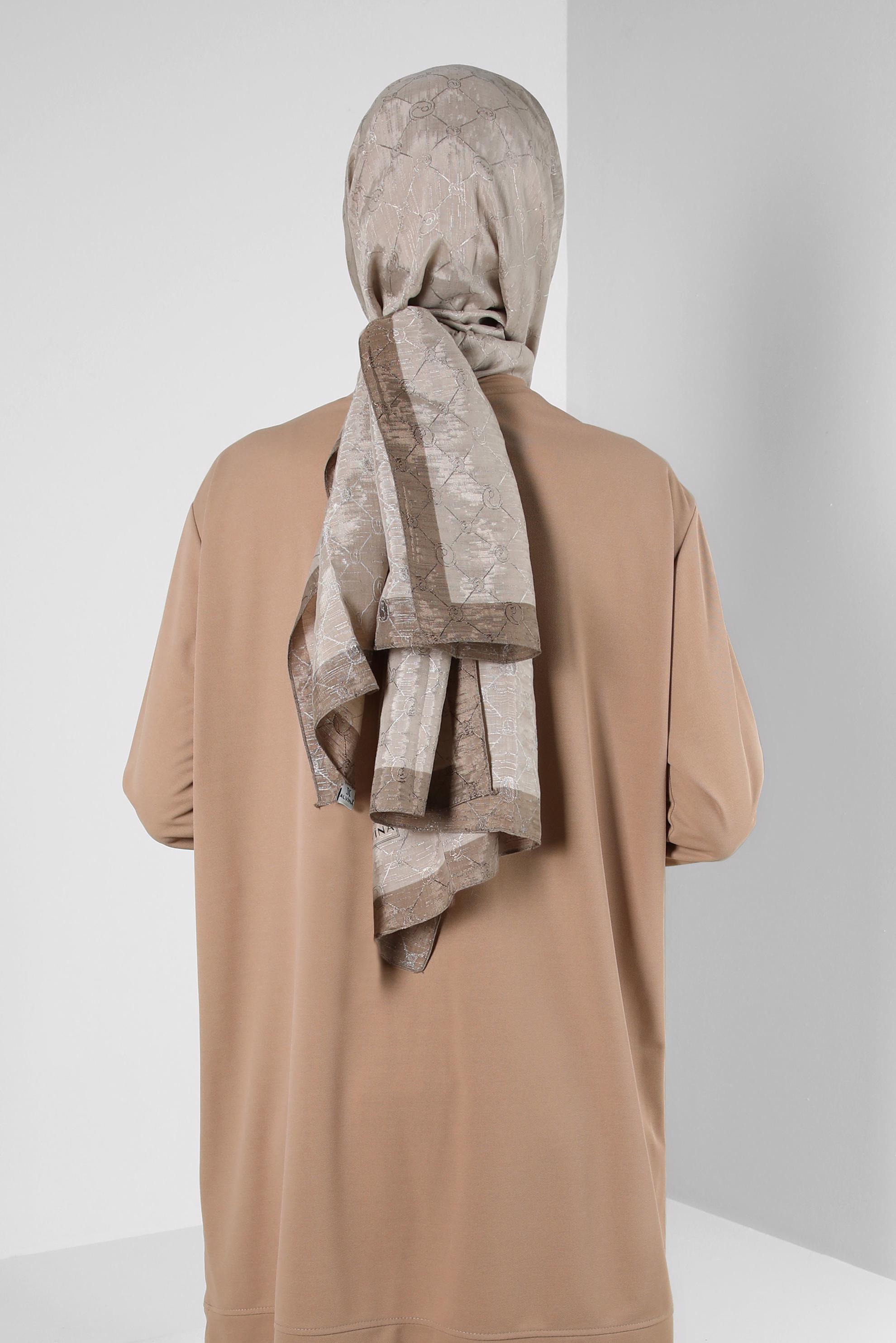 Tesettür giyim KAHVE ALVİNA PAMUK FLOŞ ŞAL 8242 