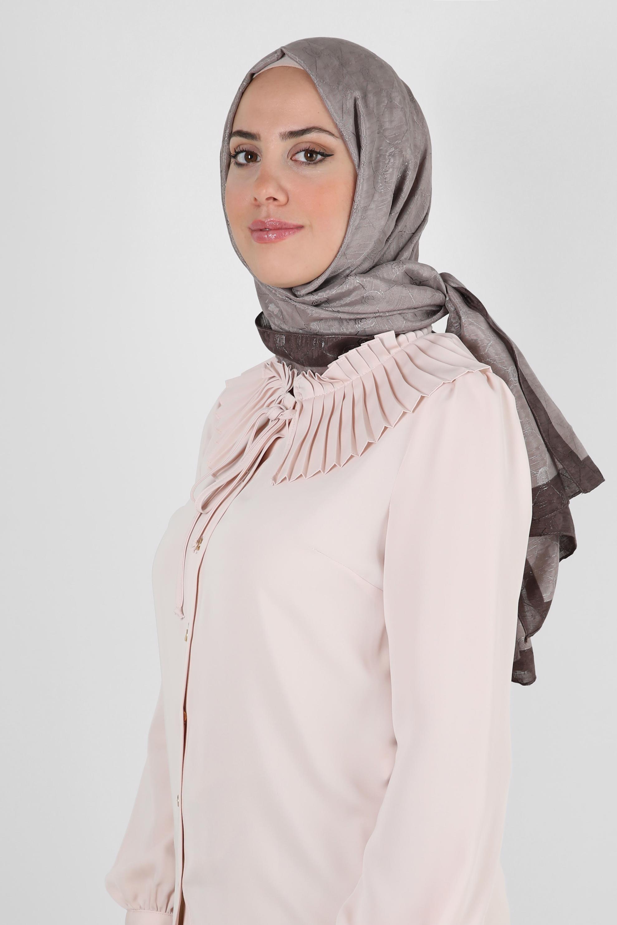 Tesettür giyim BEJ ALVİNA PAMUK FLOŞ ŞAL 8242 