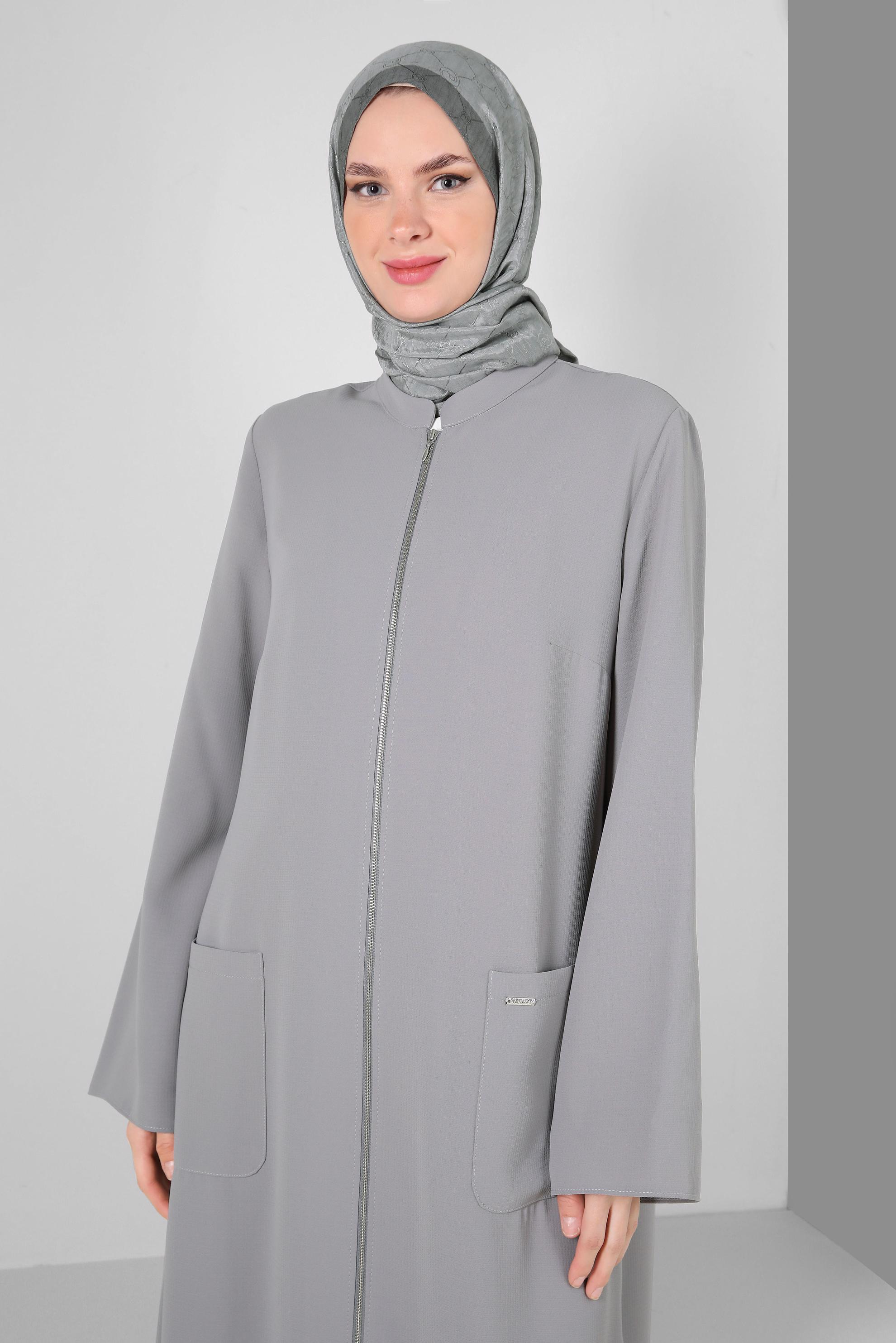 Tesettür giyim GRİ ALVİNA PAMUK FLOŞ ŞAL 8242 