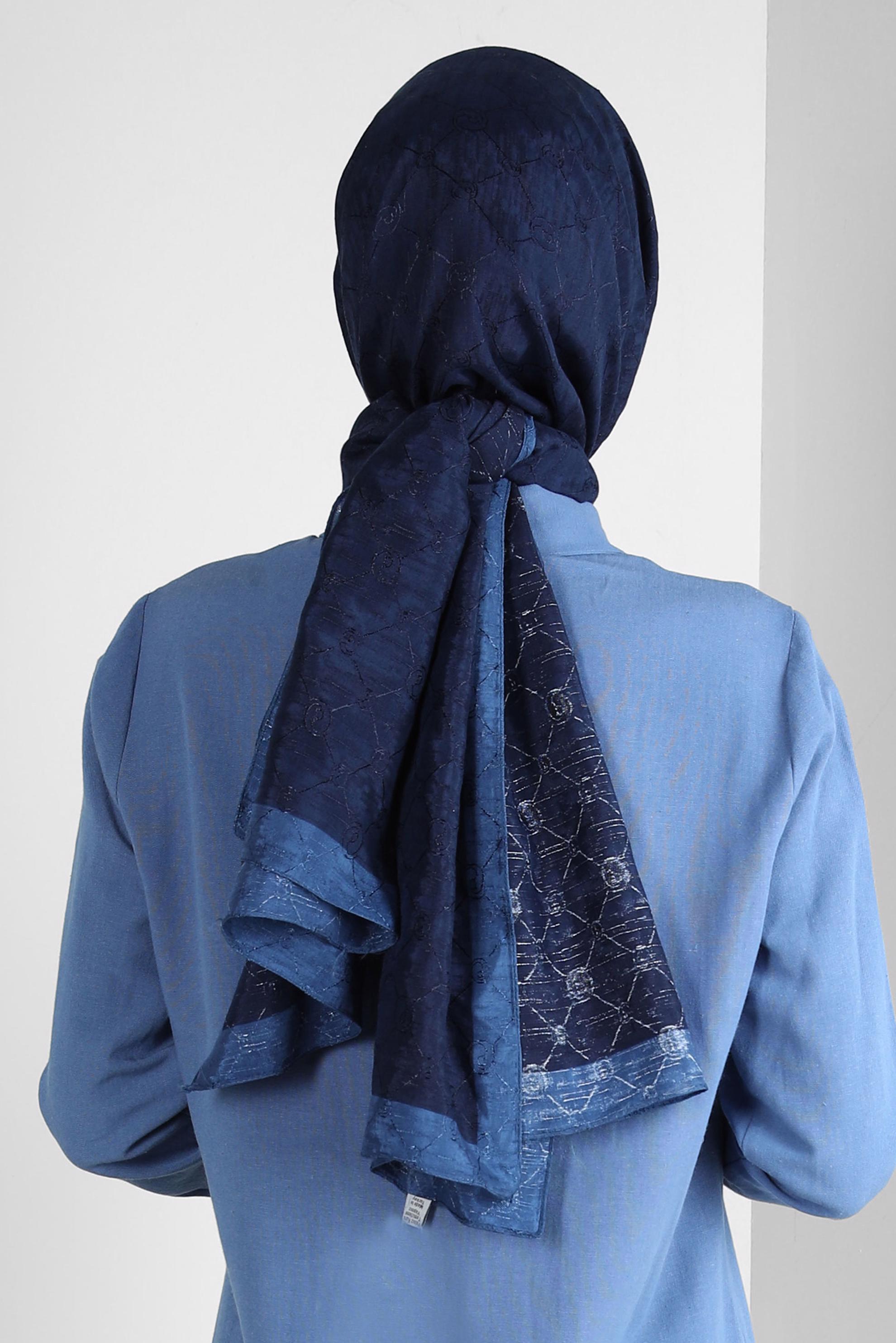 Hijab clothing NAVY BLUE ALVINA COTTON SHAWL 8242