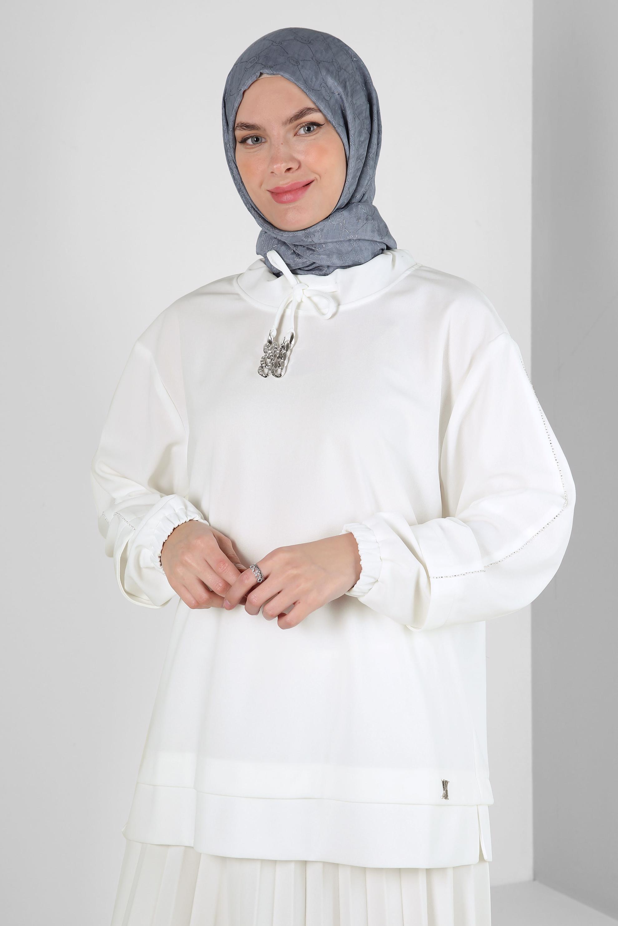 Vêtements hijab GRIS CHÂLE EN COTON ALVINA 8242