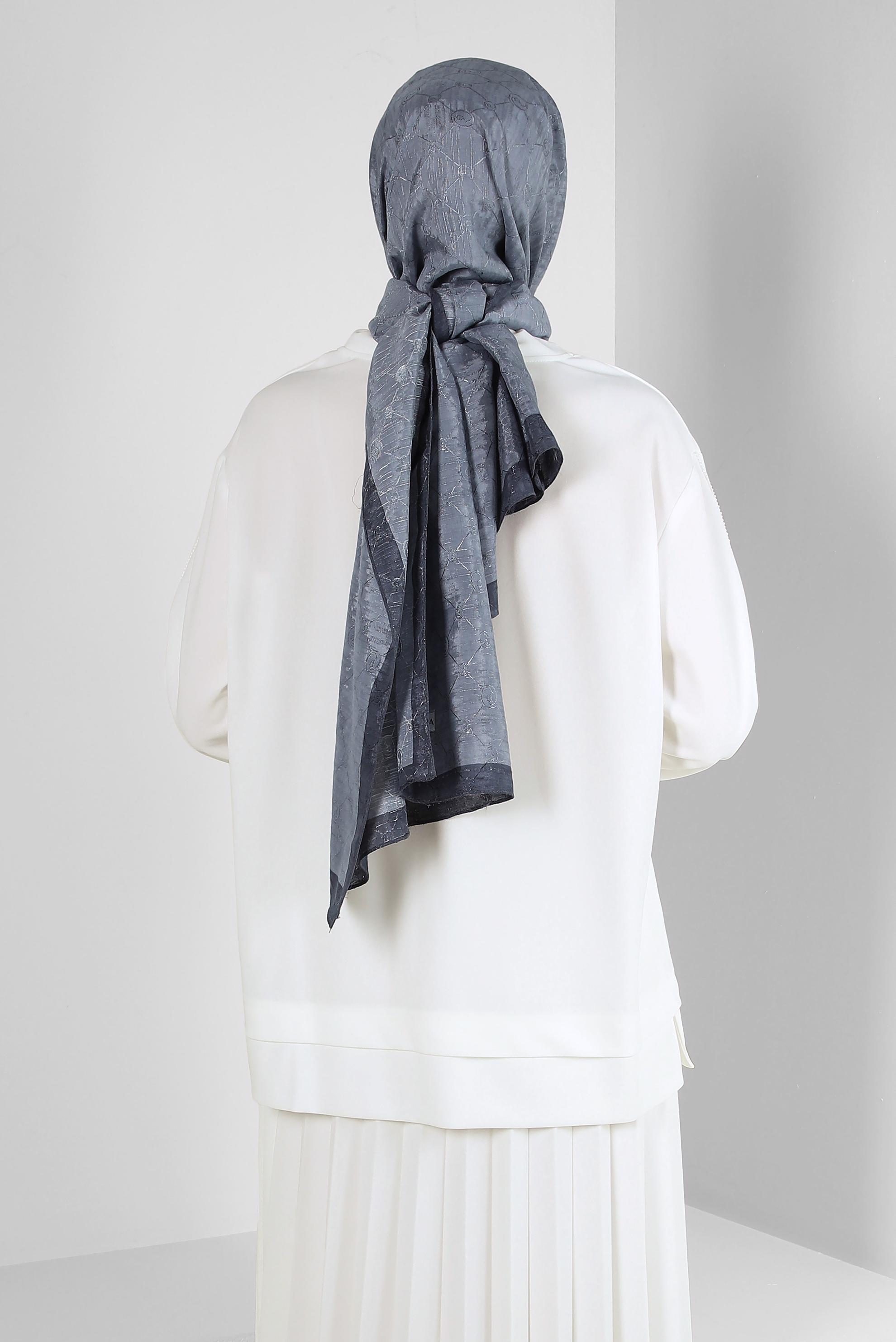 Vêtements hijab GRIS CHÂLE EN COTON ALVINA 8242