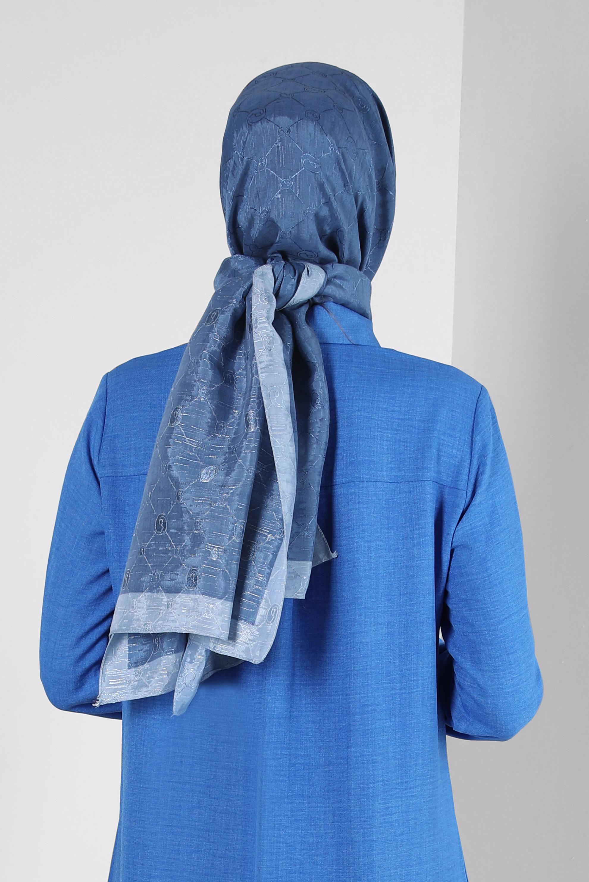 Tesettür giyim MAVİ ALVİNA PAMUK FLOŞ ŞAL 8242 