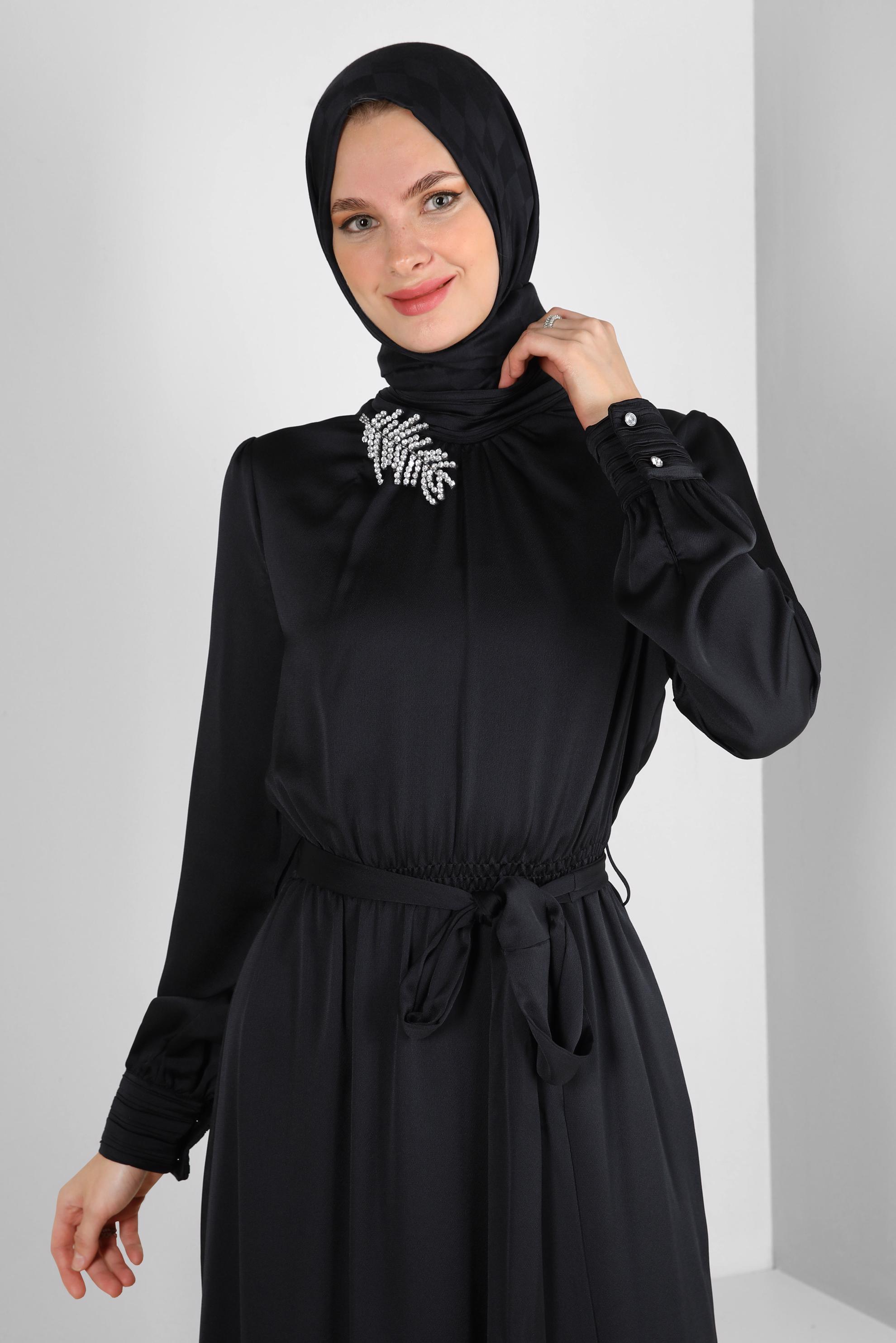 Tesettür giyim SİYAH ALVİNA DAMA DESEN PAMUK ŞAL 8243