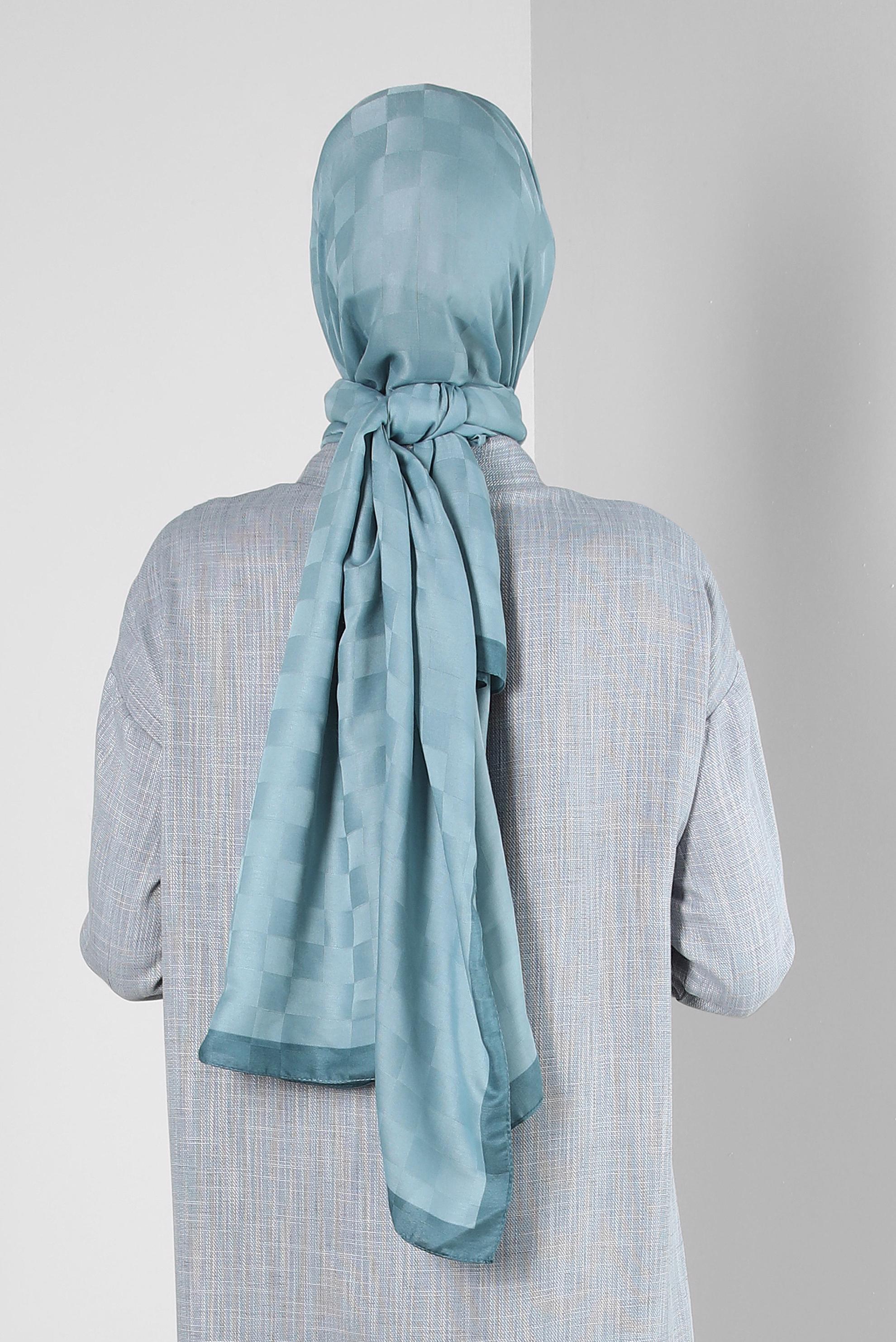 Tesettür giyim MAVİ ALVİNA DAMA DESEN PAMUK ŞAL 8243