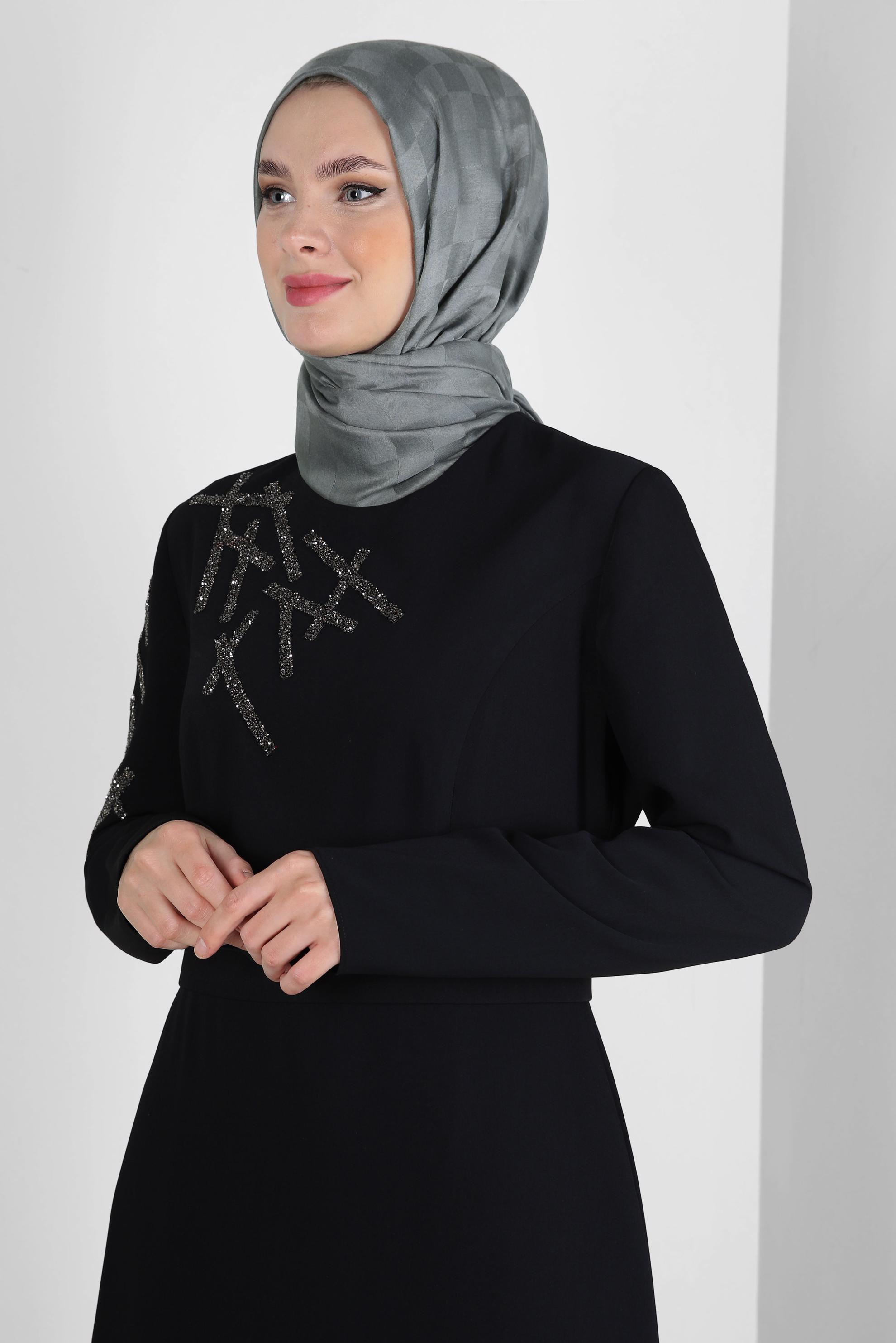Tesettür giyim GRİ ALVİNA DAMA DESEN PAMUK ŞAL 8243