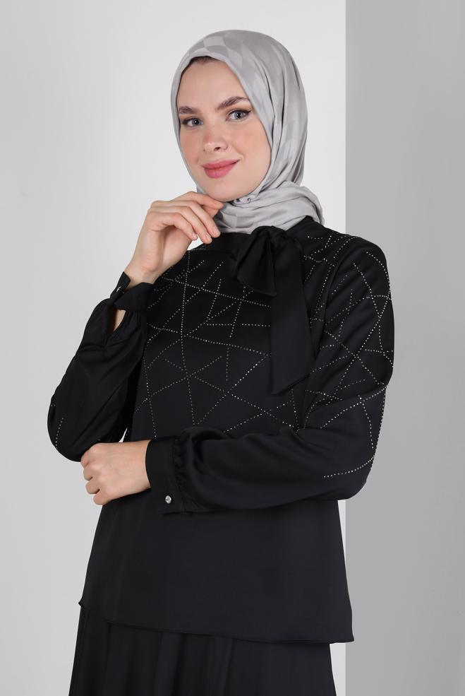 Vêtements hijab  CHÂLE EN COTON IMPRIMÉ À CARREAUX ALVİNA 8243 - ALVİNA