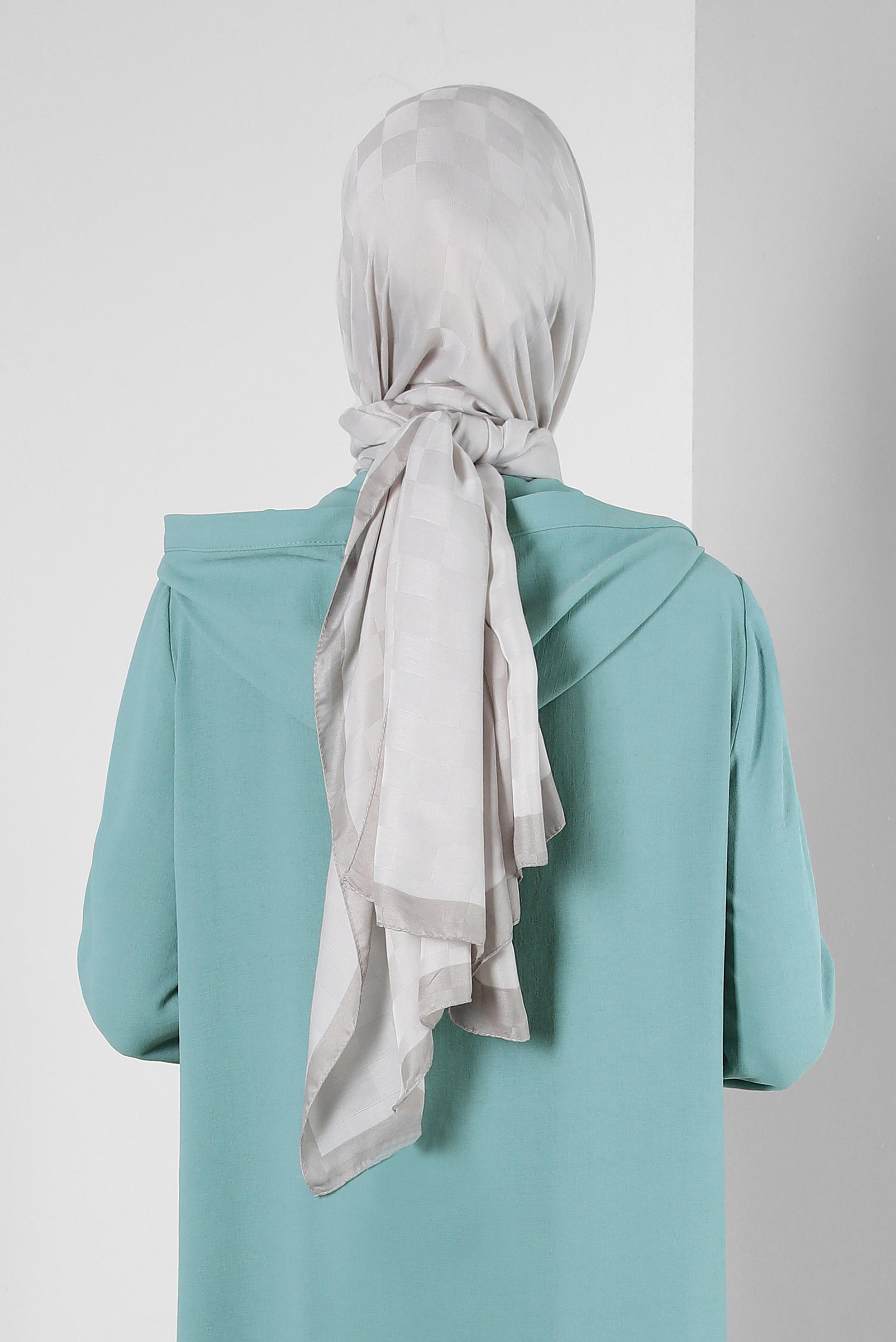 Tesettür giyim VİZON ALVİNA DAMA DESEN PAMUK ŞAL 8243