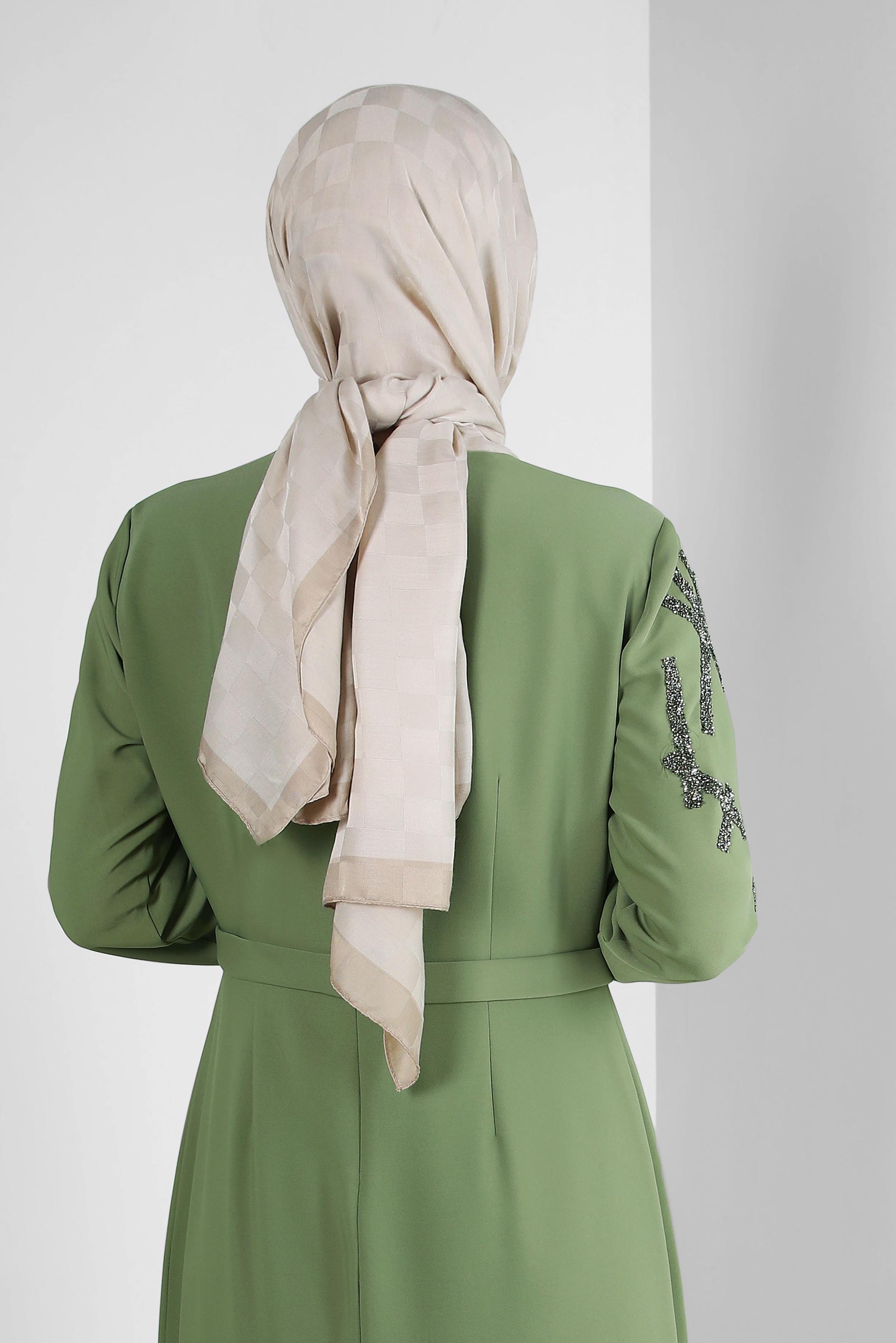 Tesettür giyim BEJ ALVİNA DAMA DESEN PAMUK ŞAL 8243