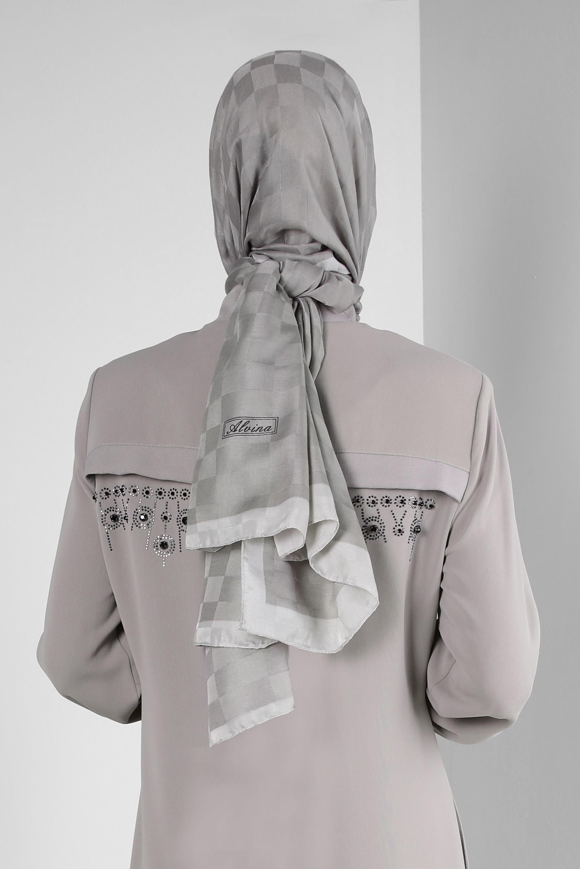 Tesettür giyim GÜMÜŞ ALVİNA DAMA DESEN PAMUK ŞAL 8243