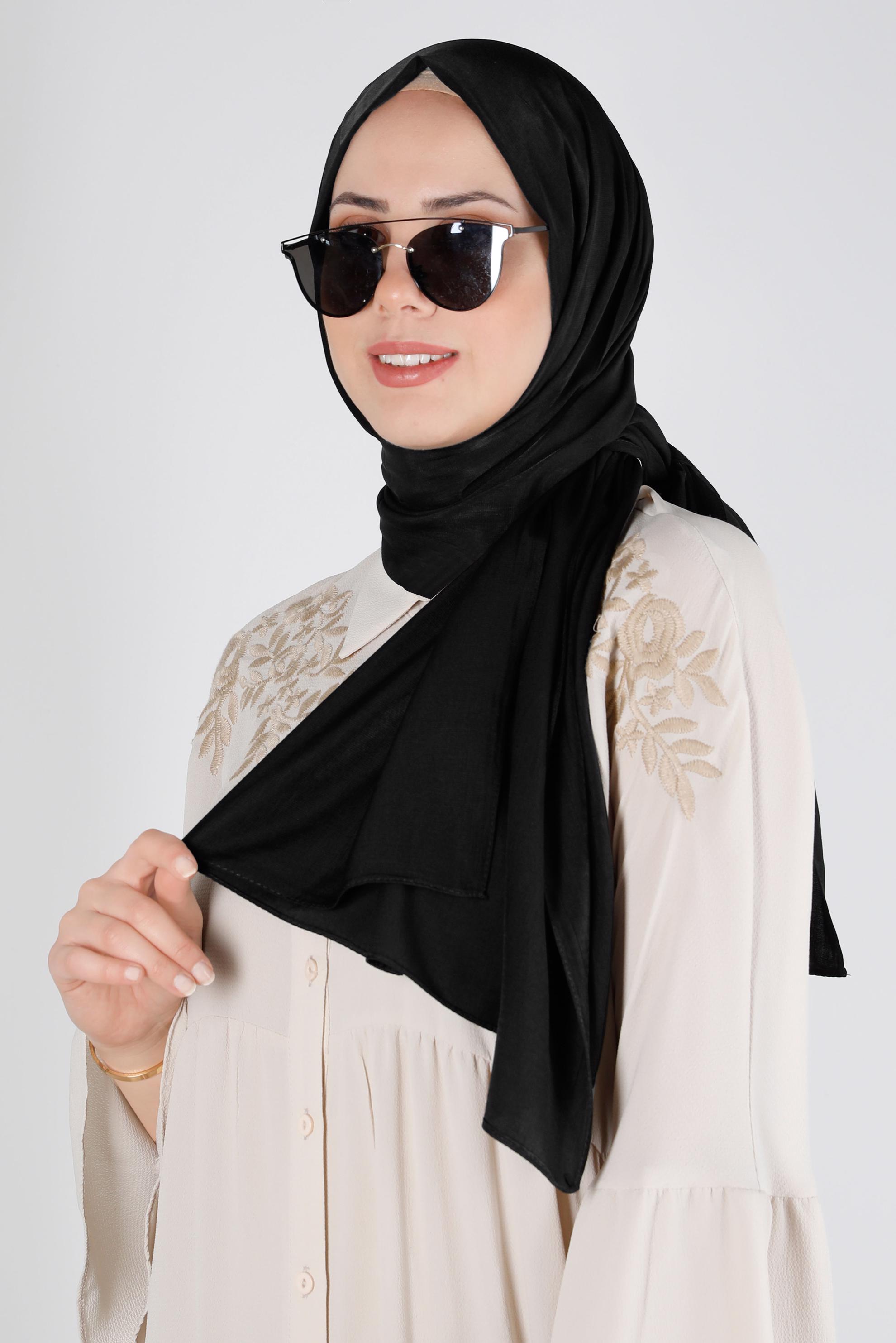Tesettür giyim SİYAH ALVİNA İPEK MODAL ŞAL 8222