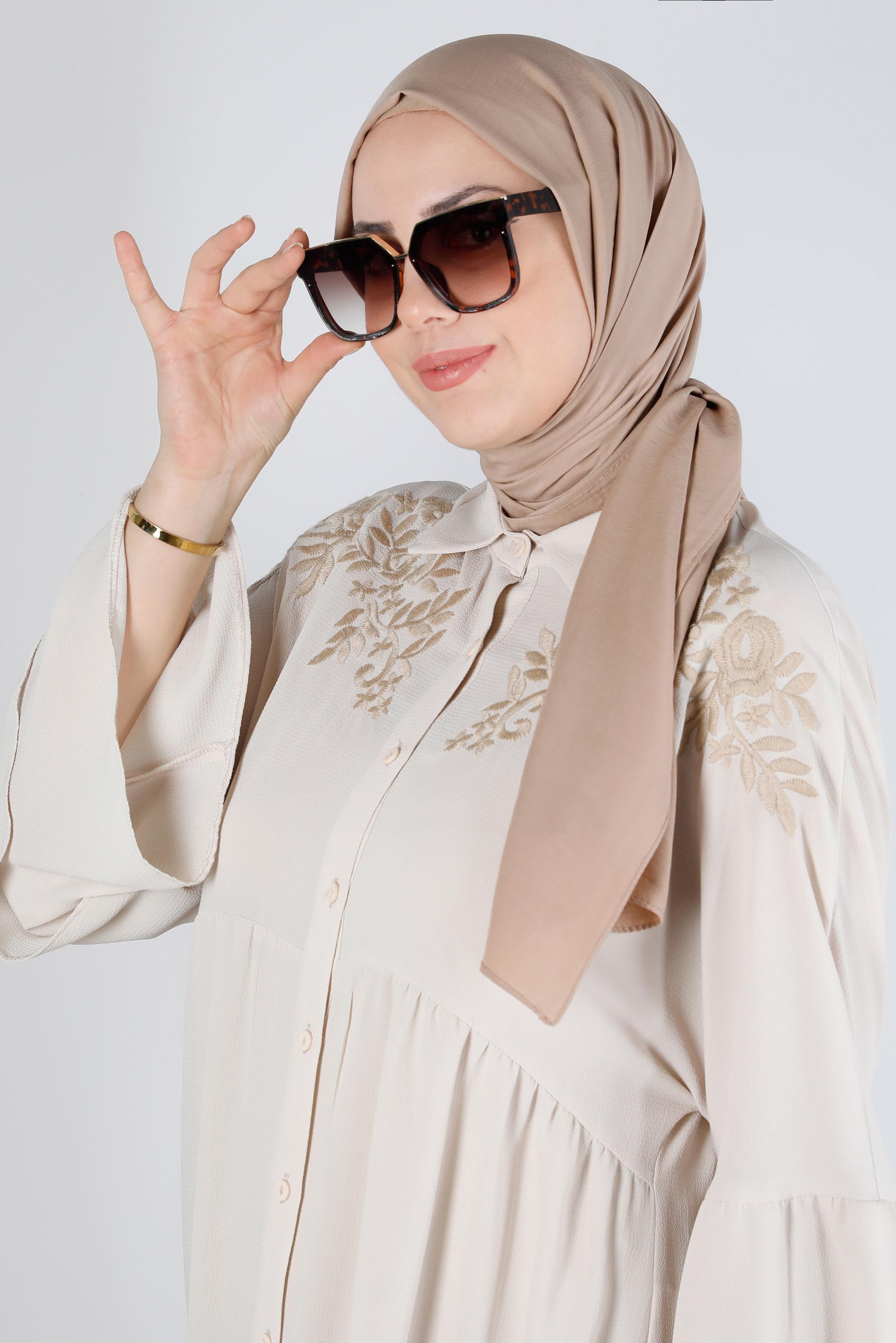 Tesettür giyim BEJ ALVİNA İPEK MODAL ŞAL 8222