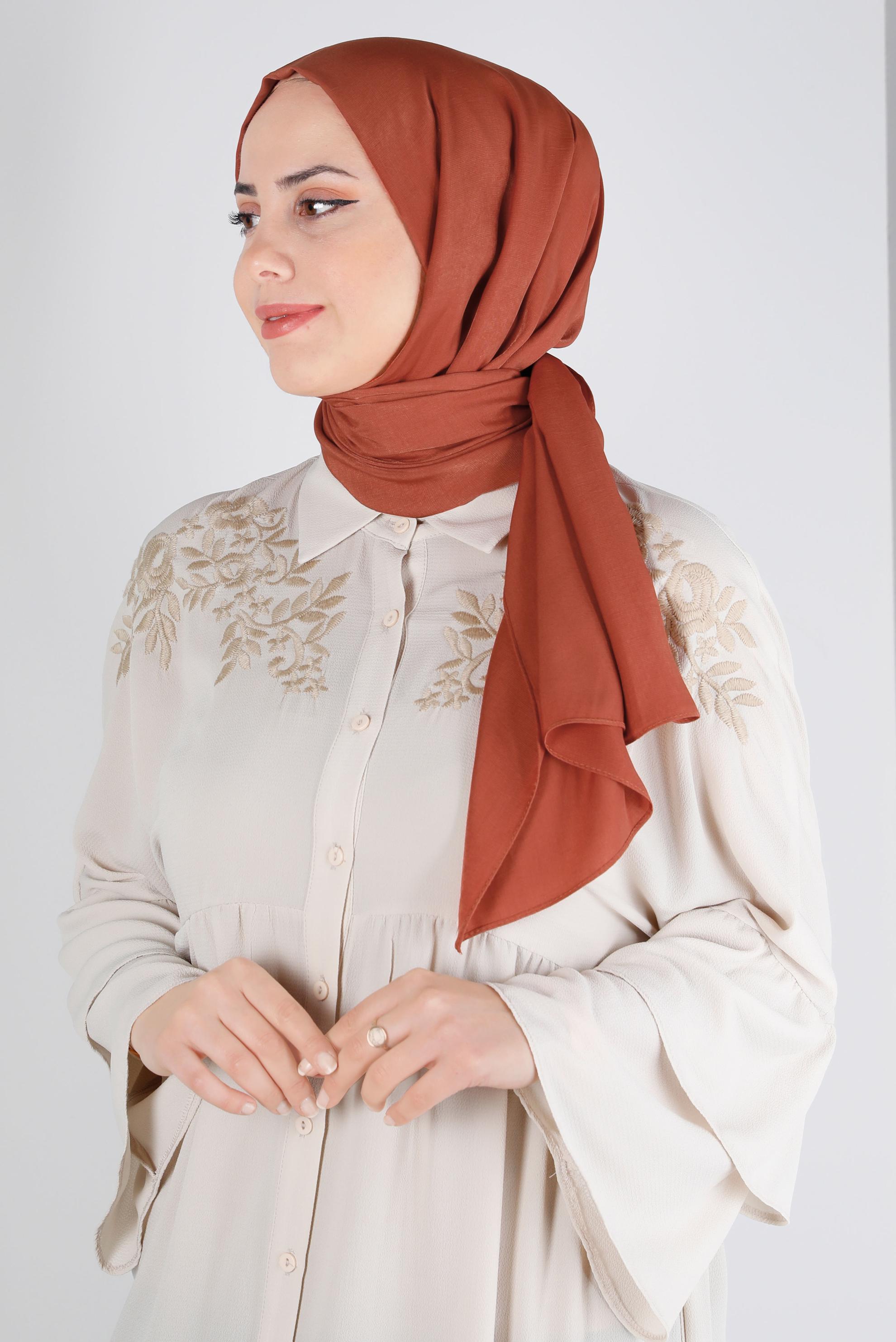 Tesettür giyim TURUNCU ALVİNA İPEK MODAL ŞAL 8222