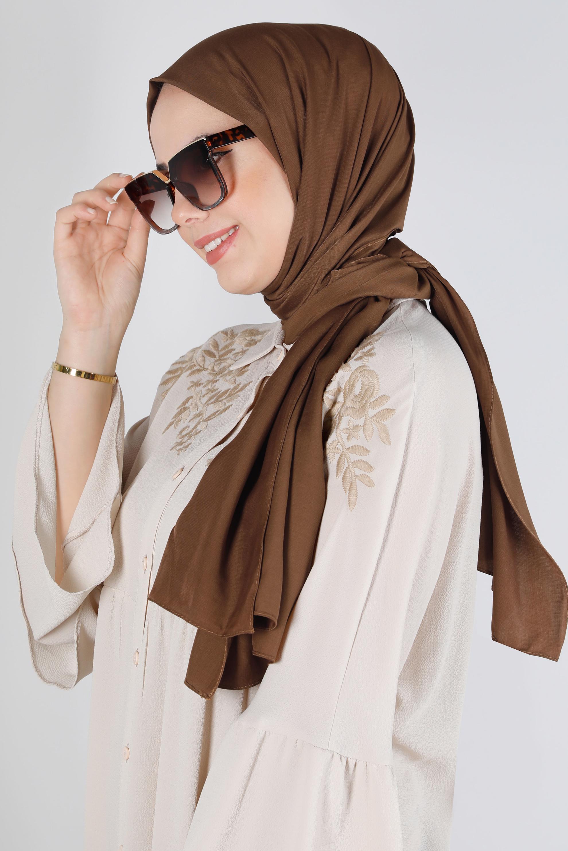 Tesettür giyim TABA ALVİNA İPEK MODAL ŞAL 8222