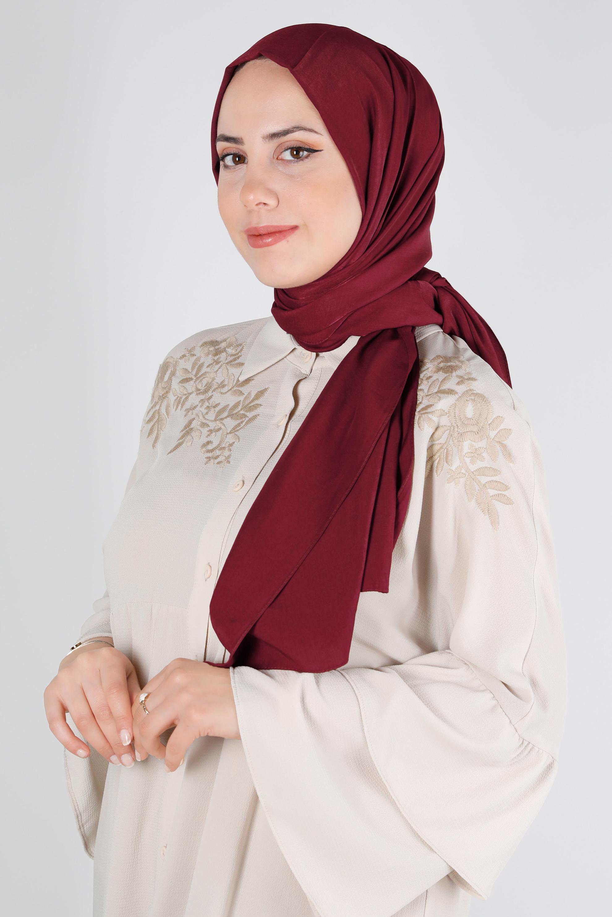 Tesettür giyim BORDO ALVİNA İPEK MODAL ŞAL 8222