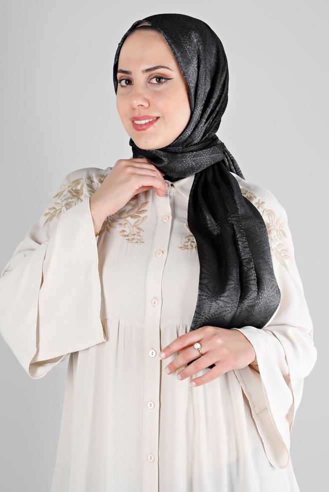 Vêtements hijab NOIR ALVINA CHÂLE MOTIF GÉOMÉTRIQUE 8223 - ALVİNA
