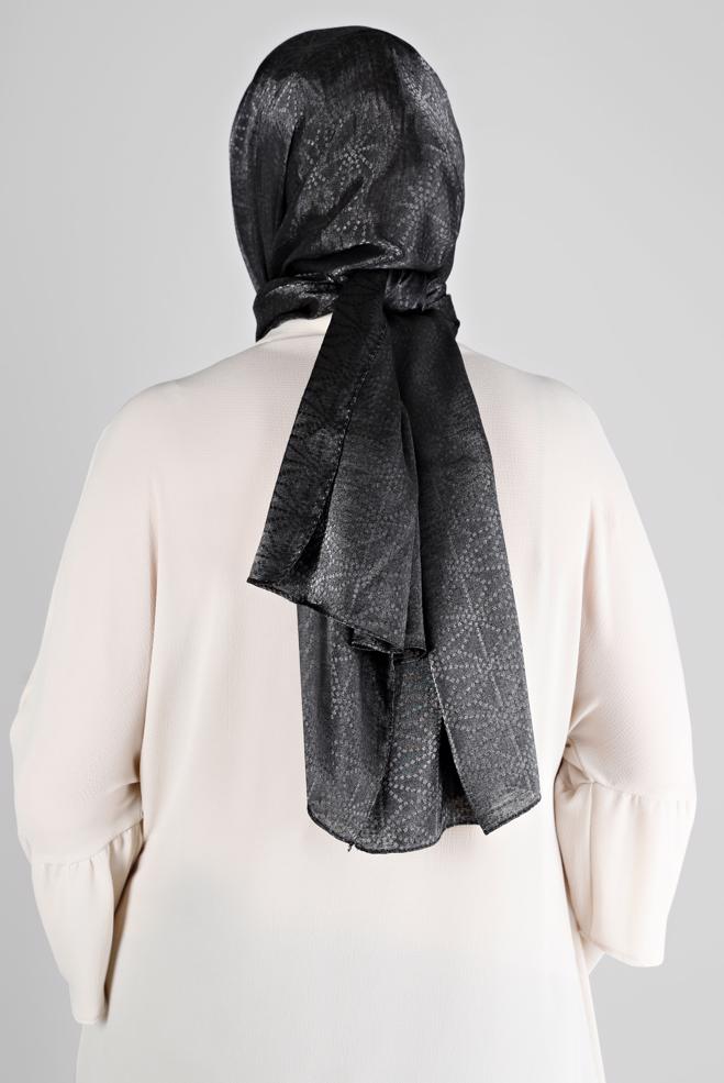 Vêtements hijab NOIR ALVINA CHÂLE MOTIF GÉOMÉTRIQUE 8223 - ALVİNA
