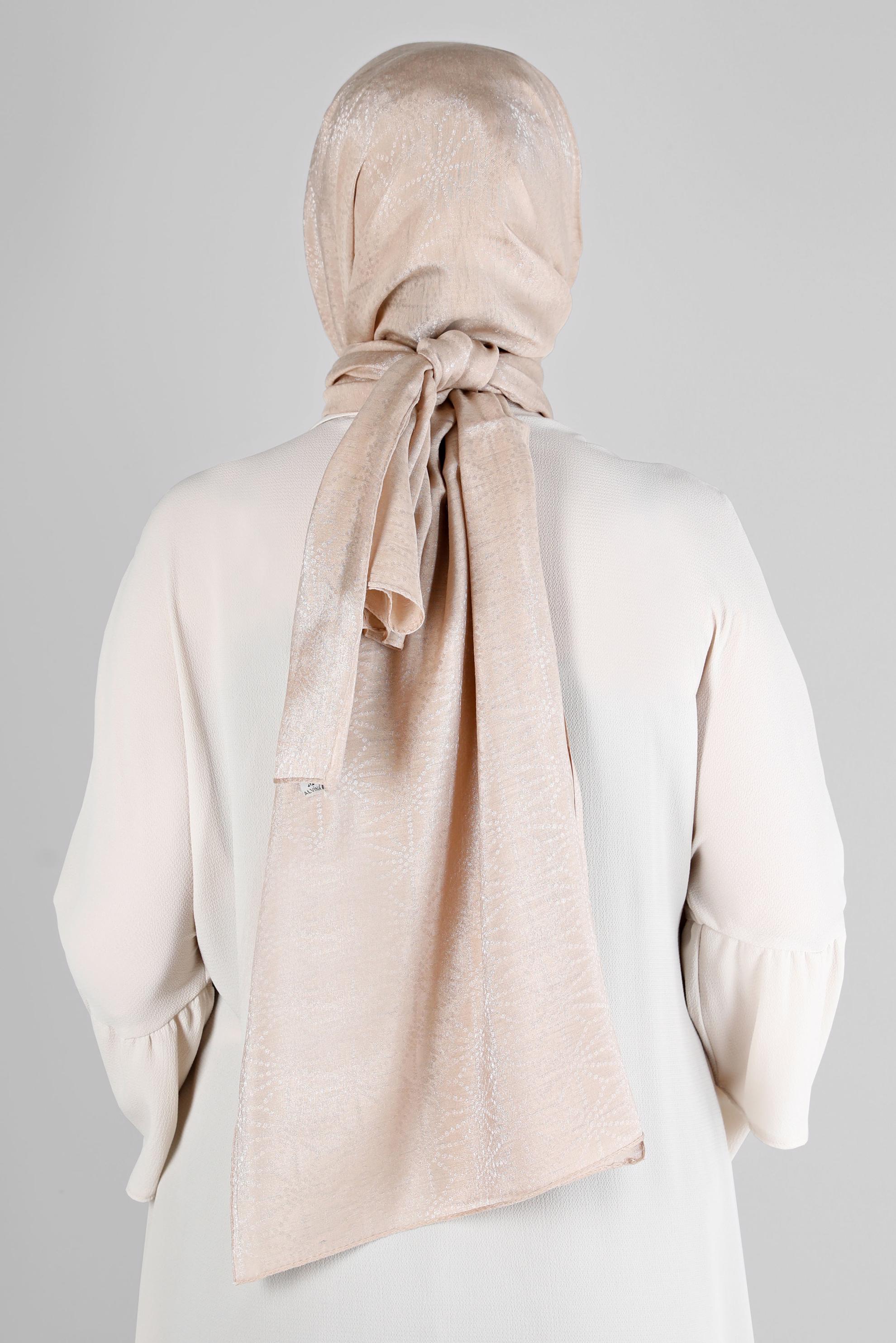 Tesettür giyim BEJ ALVİNA GEOMETRİK DESEN ABİYE ŞAL 8223