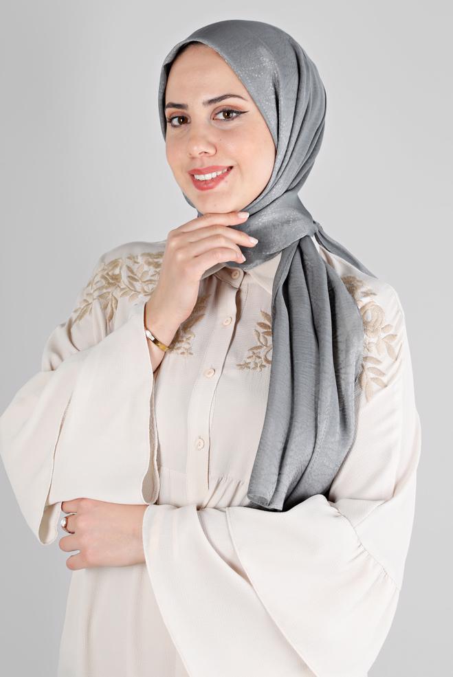 Vêtements hijab GRIS ALVINA CHÂLE MOTIF GÉOMÉTRIQUE 8223 - ALVİNA