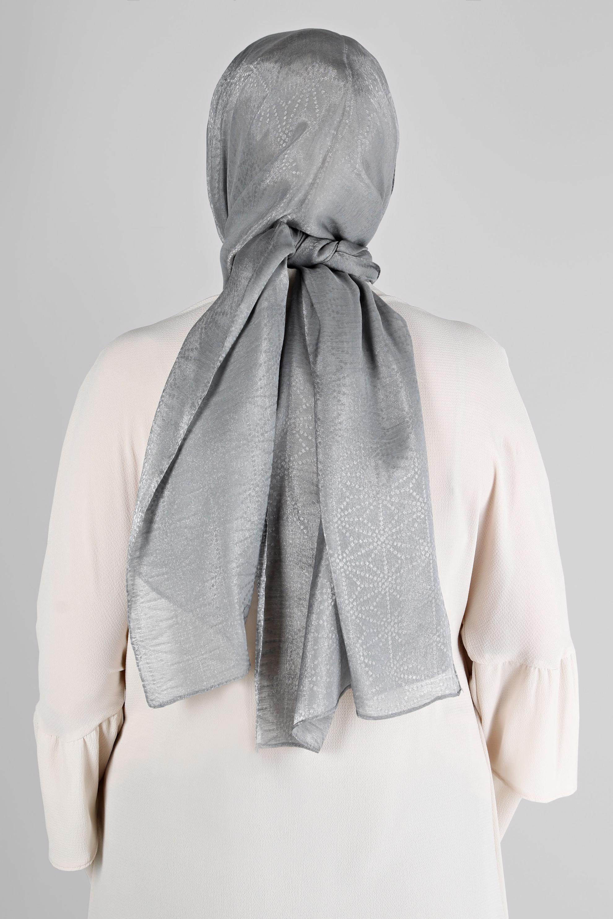 Vêtements hijab GRIS ALVINA CHÂLE MOTIF GÉOMÉTRIQUE 8223