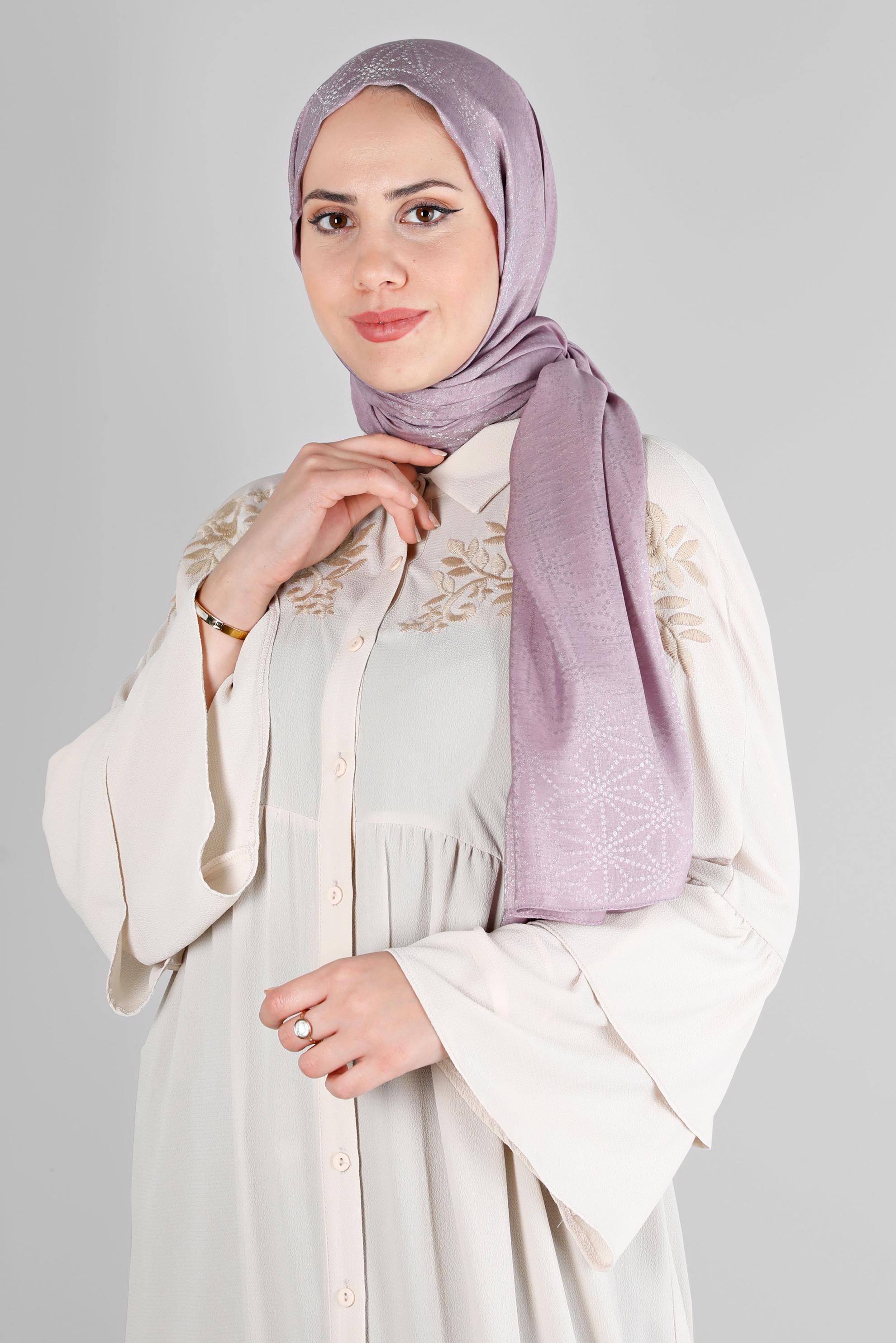 Vêtements hijab POURPRE ALVINA CHÂLE MOTIF GÉOMÉTRIQUE 8223