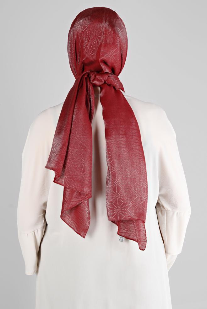 Vêtements hijab ROUGE BORDEAUX ALVINA CHÂLE MOTIF GÉOMÉTRIQUE 8223 - ALVİNA