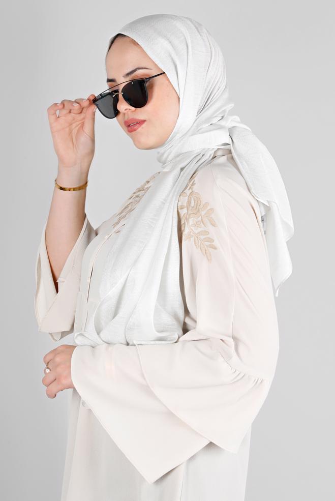Vêtements hijab ÉCRUE ALVINA CHÂLE MOTIF GÉOMÉTRIQUE 8223 - ALVİNA