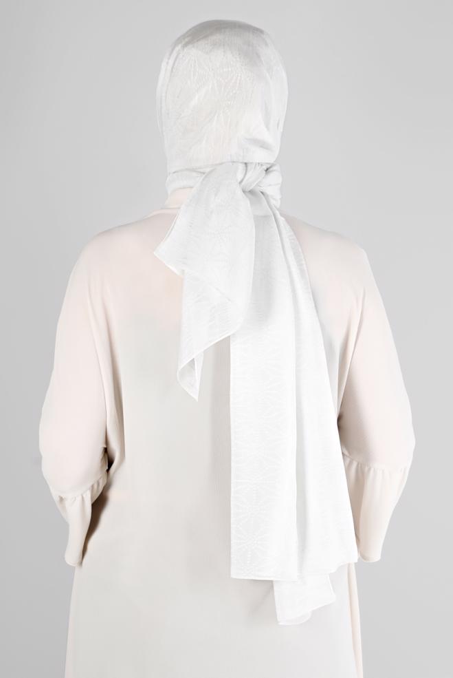 Vêtements hijab ÉCRUE ALVINA CHÂLE MOTIF GÉOMÉTRIQUE 8223 - ALVİNA