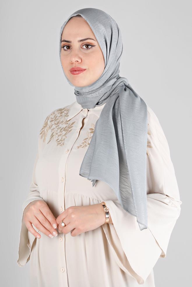 Vêtements hijab ARGENT ALVINA CHÂLE MOTIF GÉOMÉTRIQUE 8223 - ALVİNA